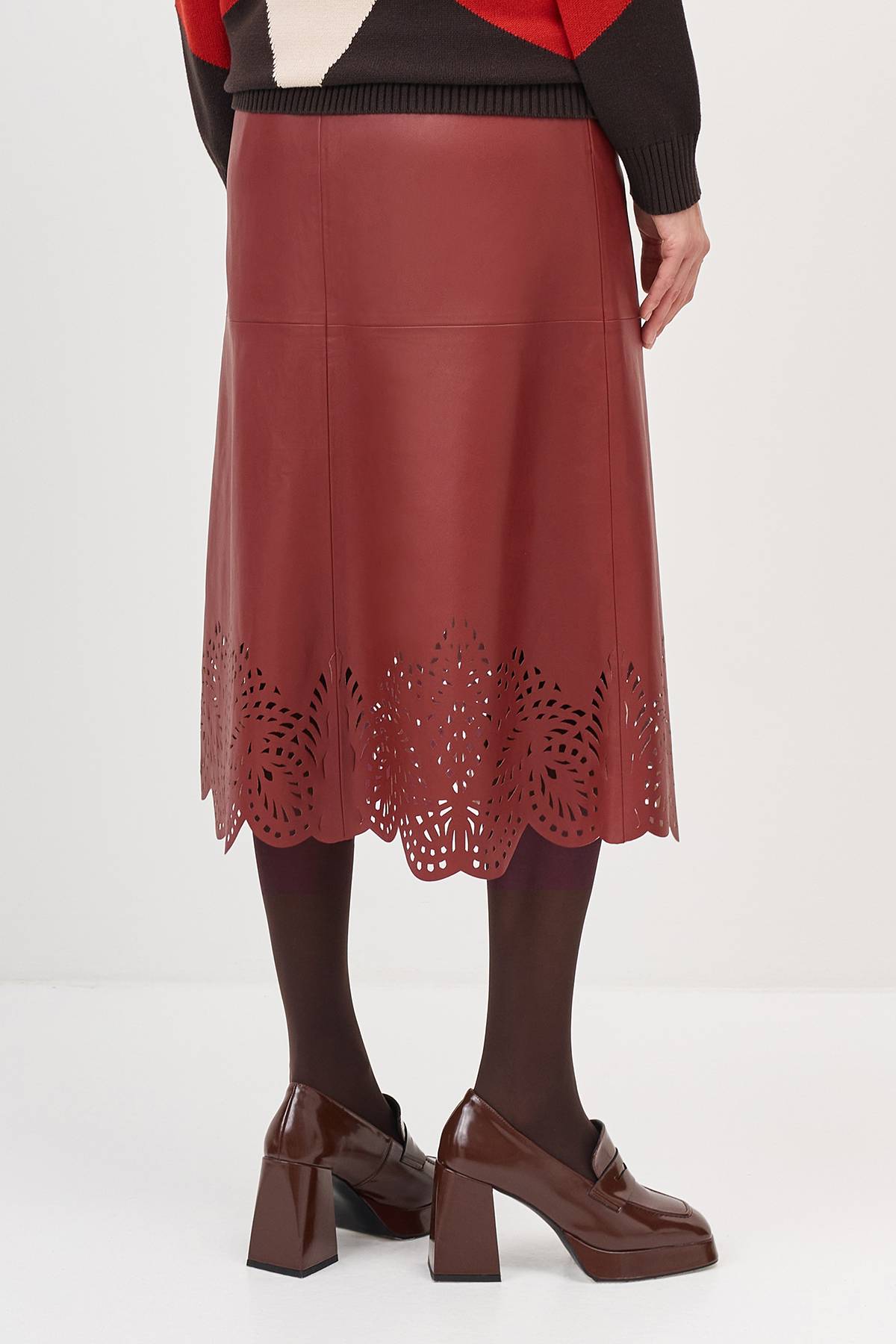 Лимитированная серия юбка с ажурной перфорацией и ремень, 34