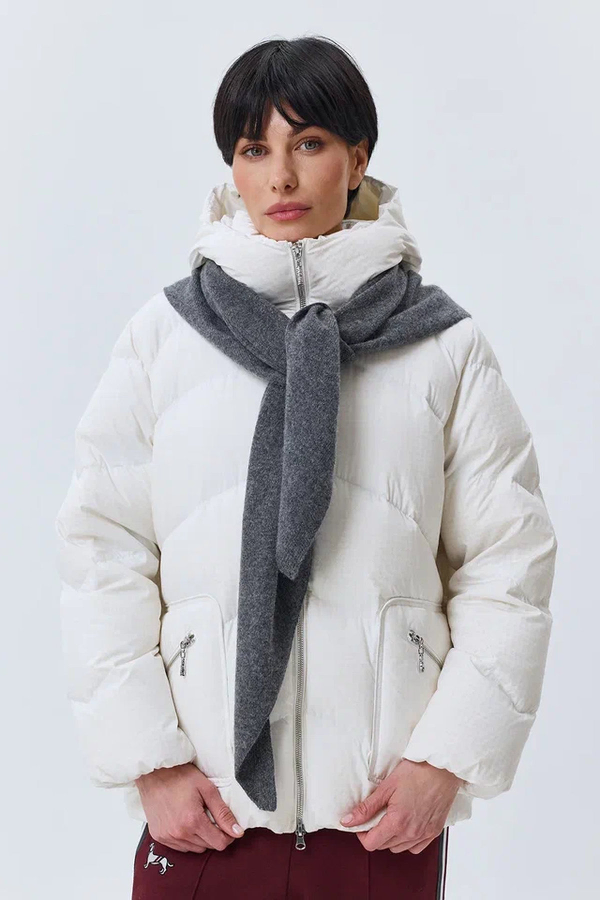Косынка серая из 100% шерсти, One