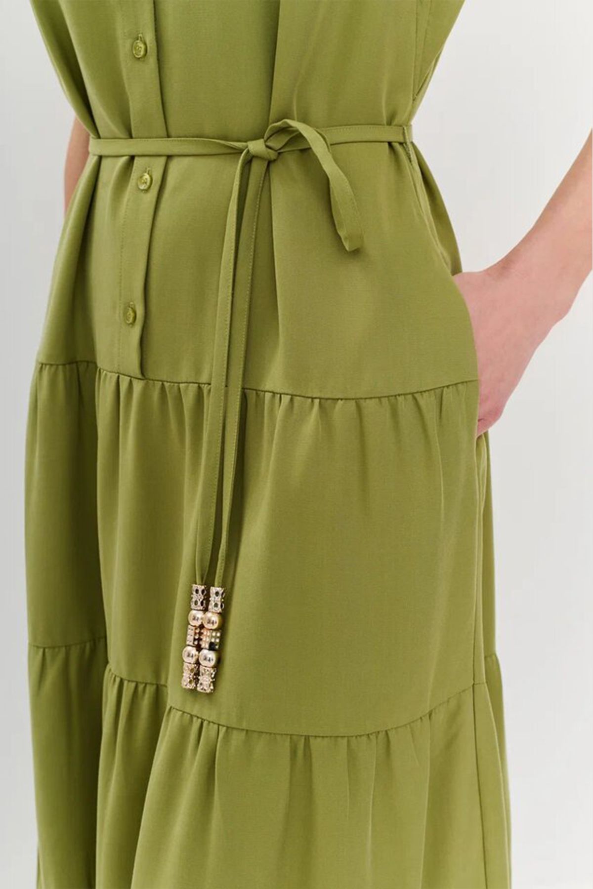 Ярусное платье со шнурком на талии, 44р