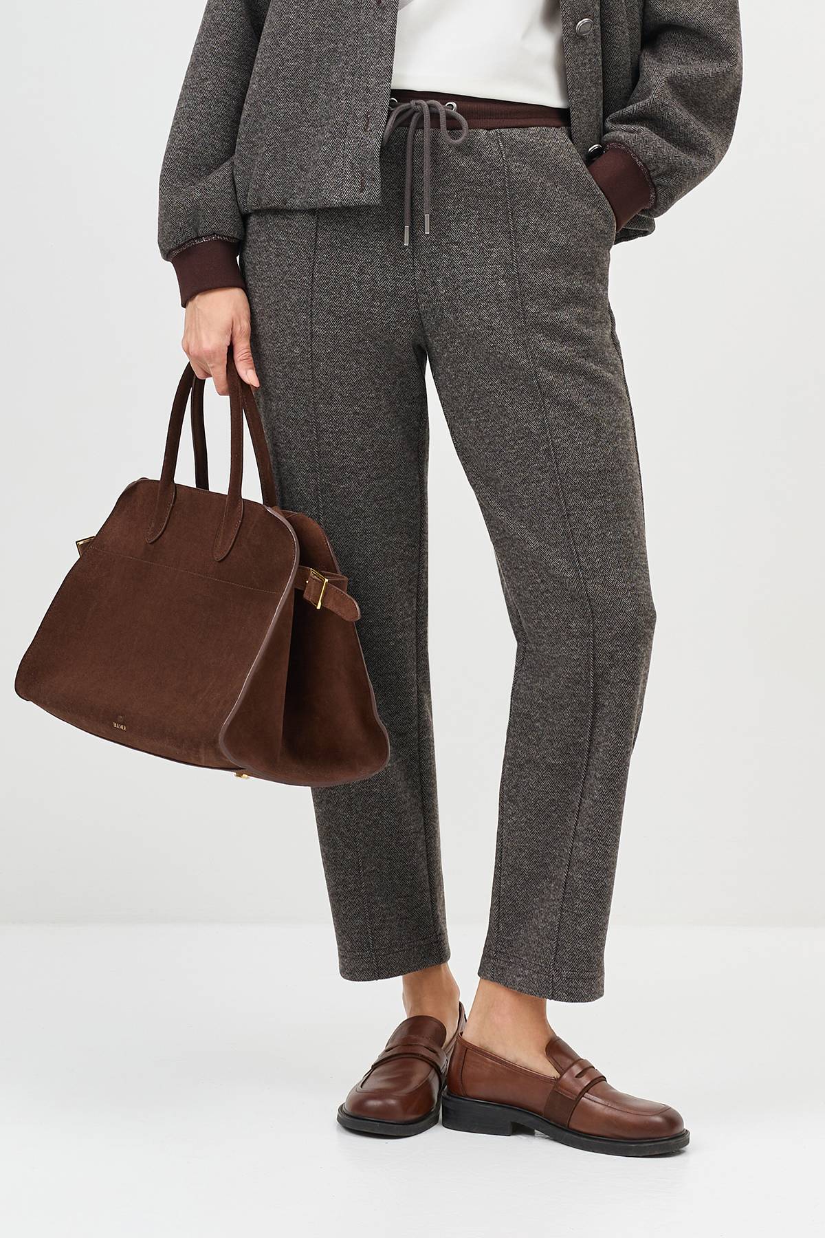 Лимитированная серия теплые брюки с застроченными стрелками и ремень, 38