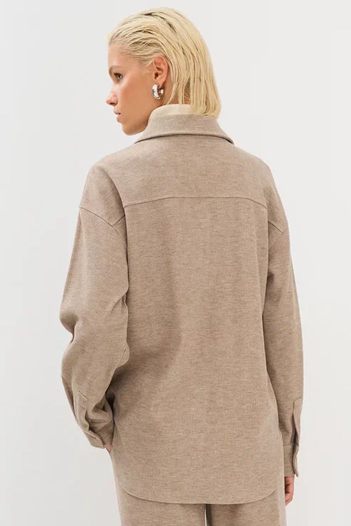 Фактурная блузка из вельвета в мелкий рубчик, 42р