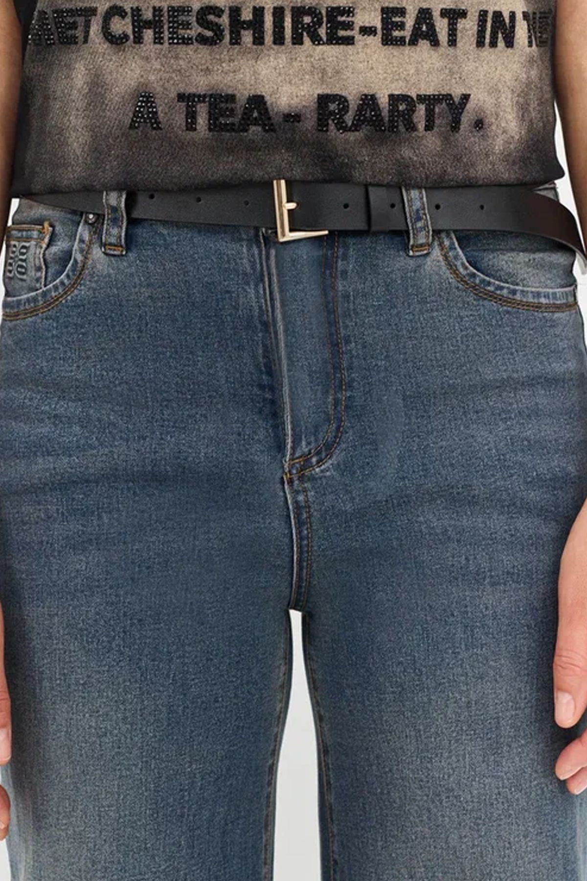 Ремень из натуральной кожи с квадратной пряжкой, S