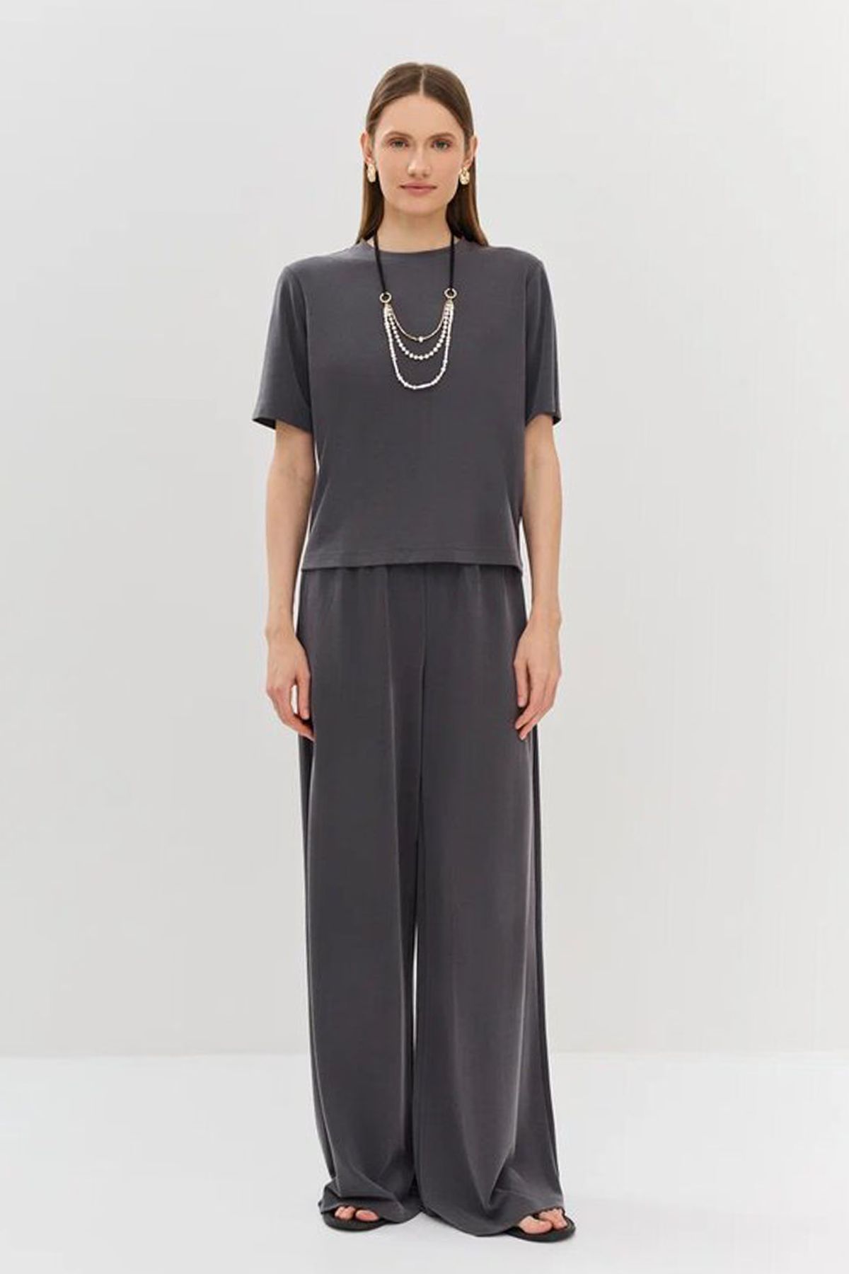 Брюки-палаццо из модала на резинке, 44р