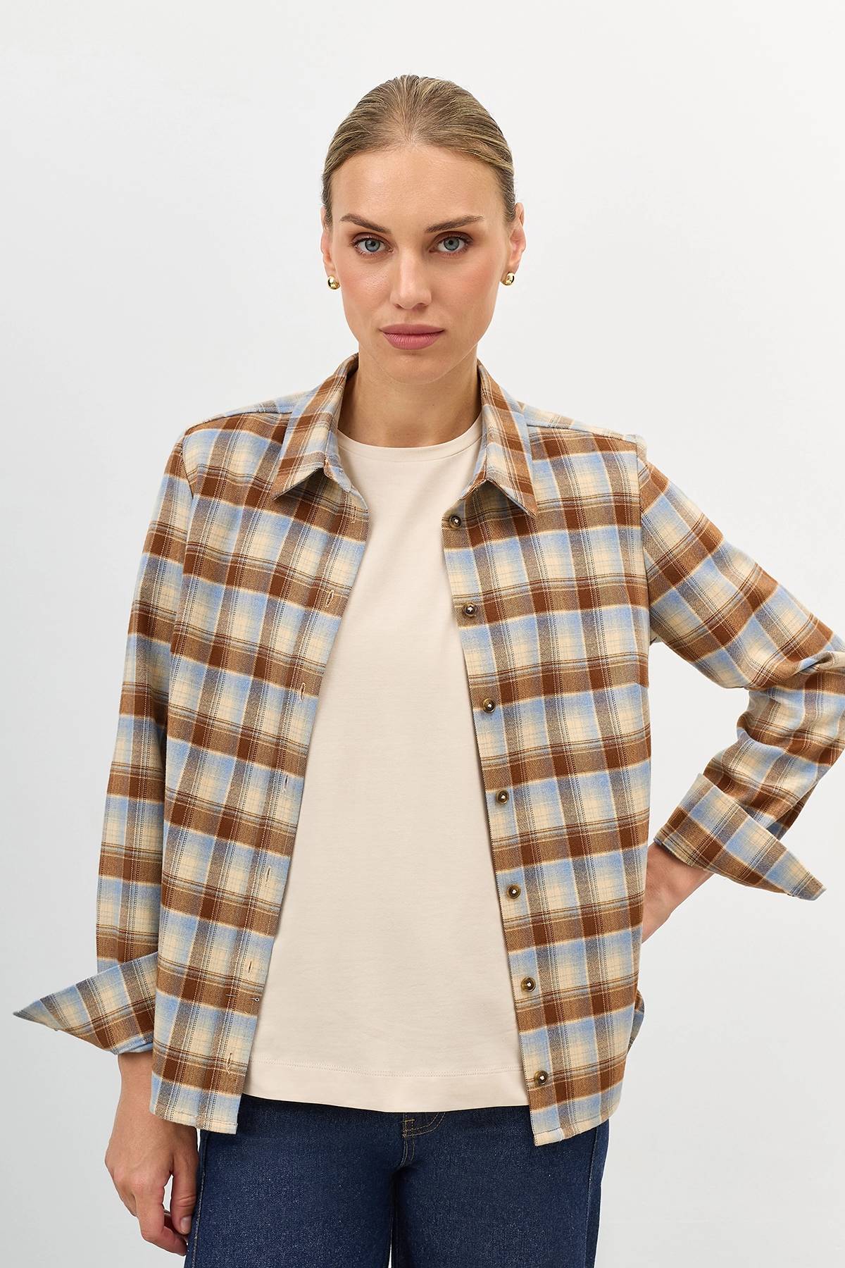 Лимитированная серия рубашка в яркую клетку и ремень, 42