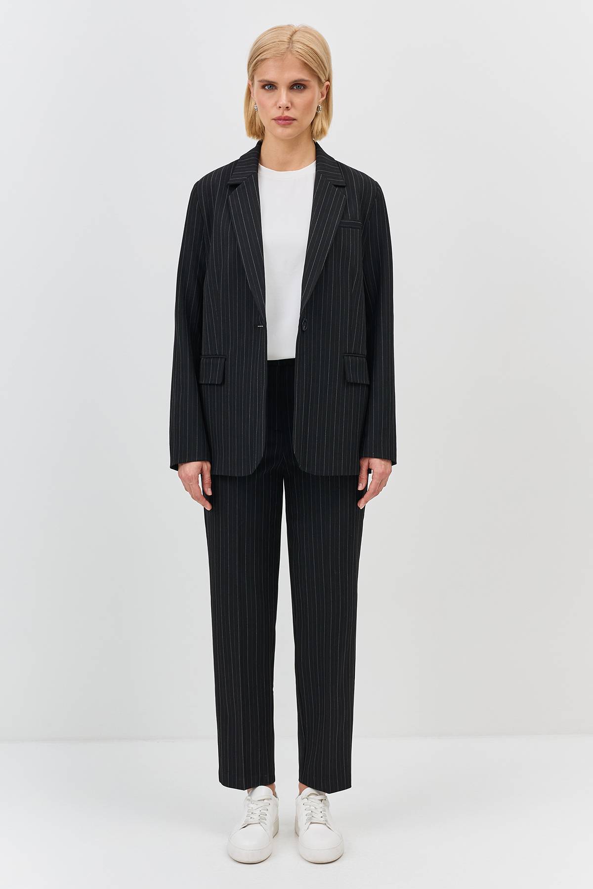 Лимитированая серия классические брюки в тонкую полоску с ремнем, 38