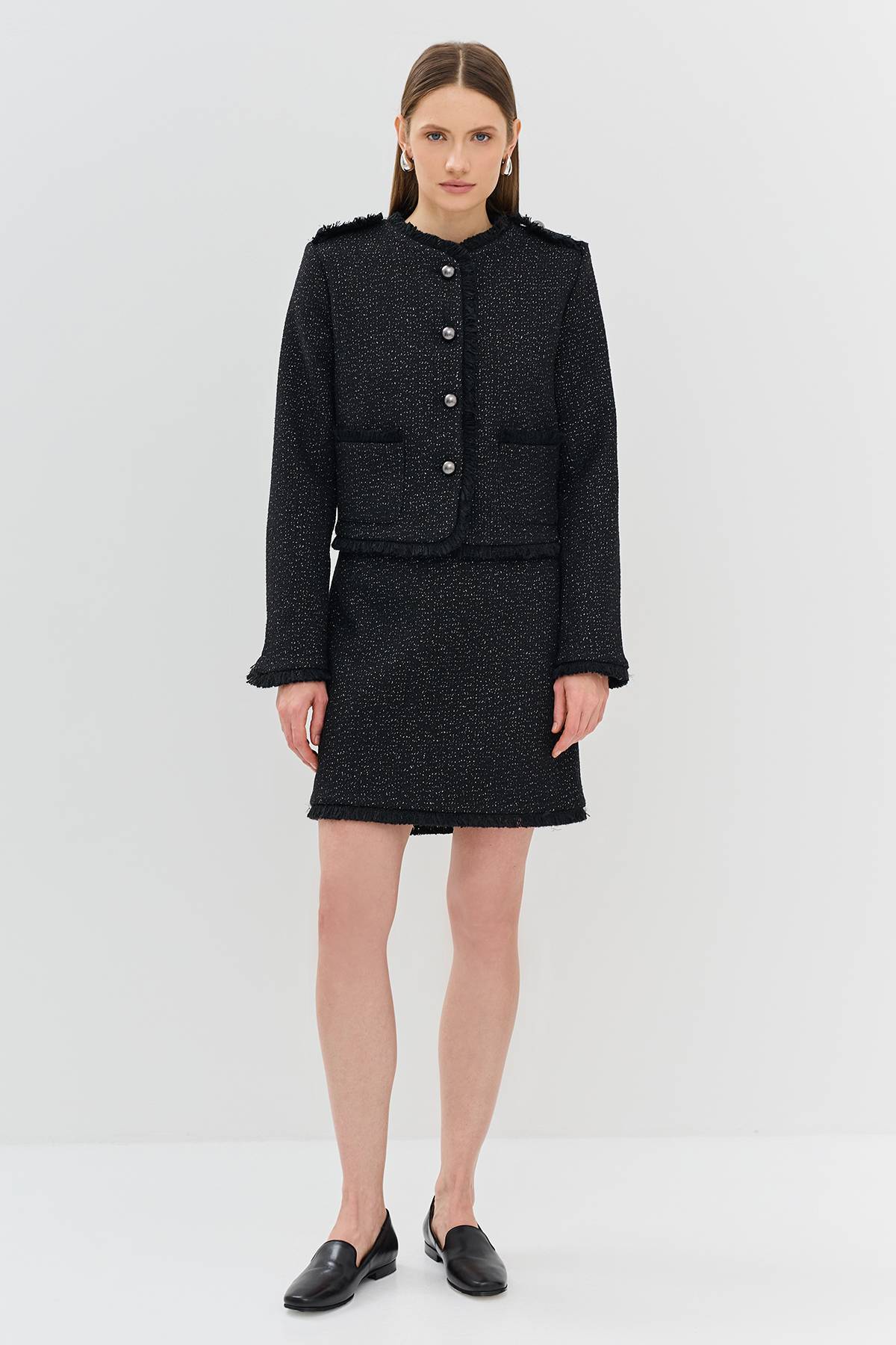 Лимитированная серия черный жакет с ремнем, 42