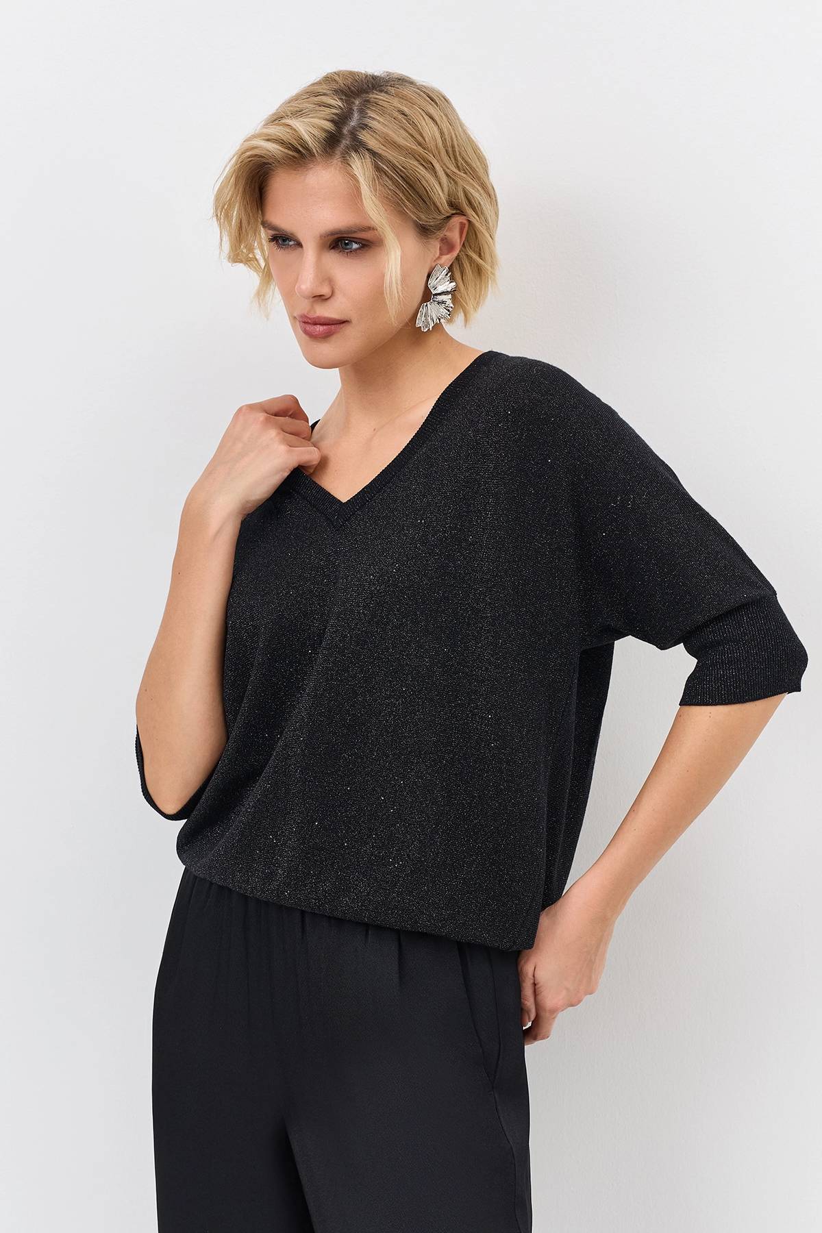 Лимитированная серия мерцающий джемпер с шелком и ремень, 34