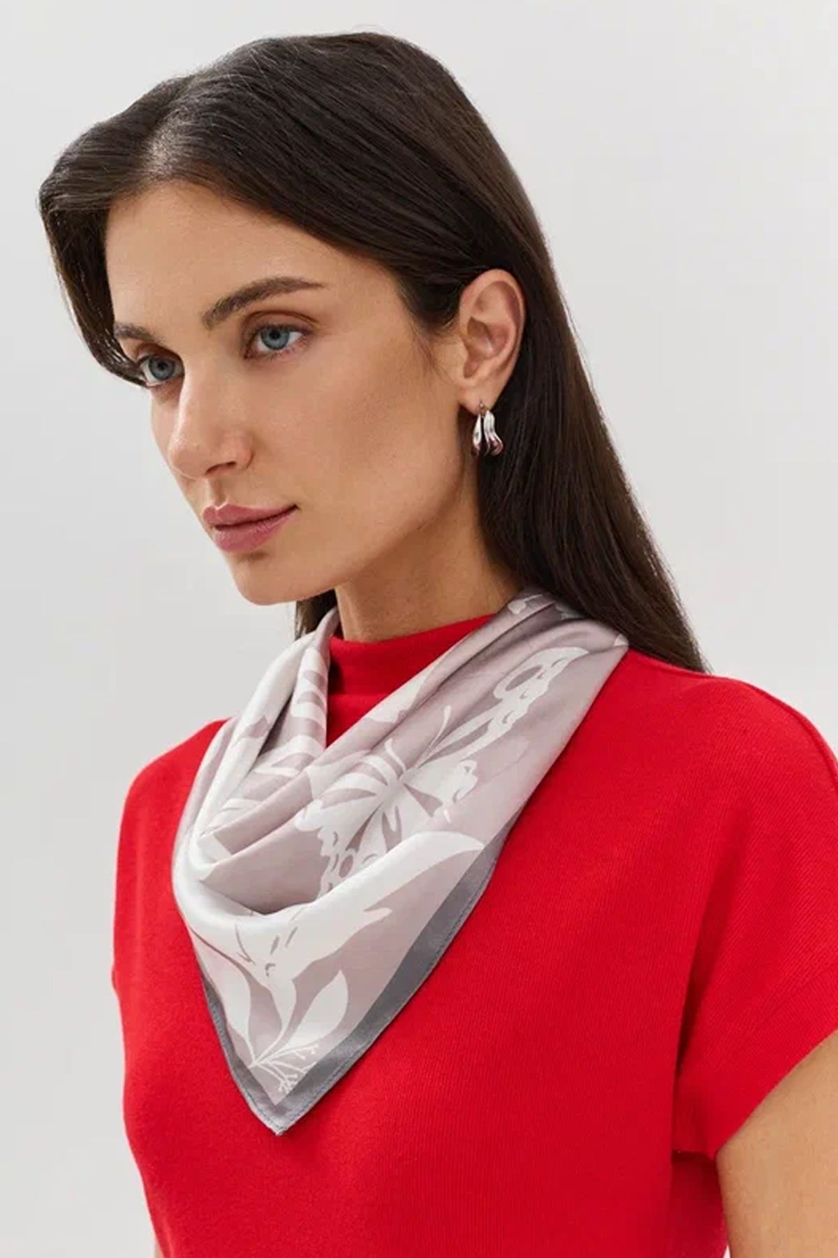 Легкий платок из натурального шелка с цветочным принтом BLMR325128, One