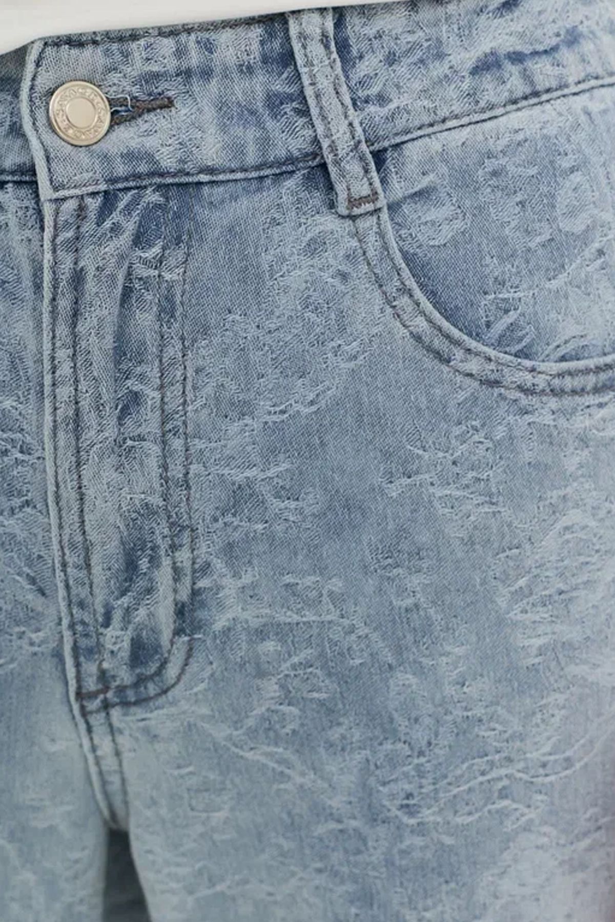 Джинсы из жаккардовой ткани с деликатным принтом, 44р