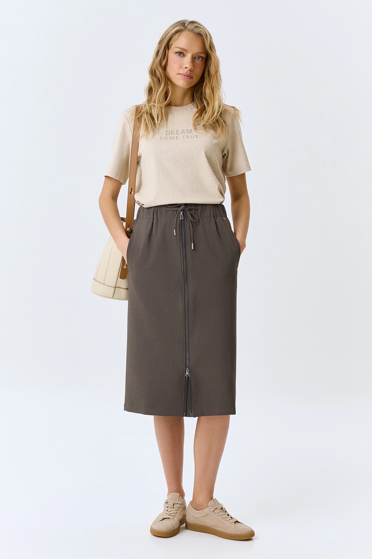 Меланжевая футболка из смесовой вискозы, 34