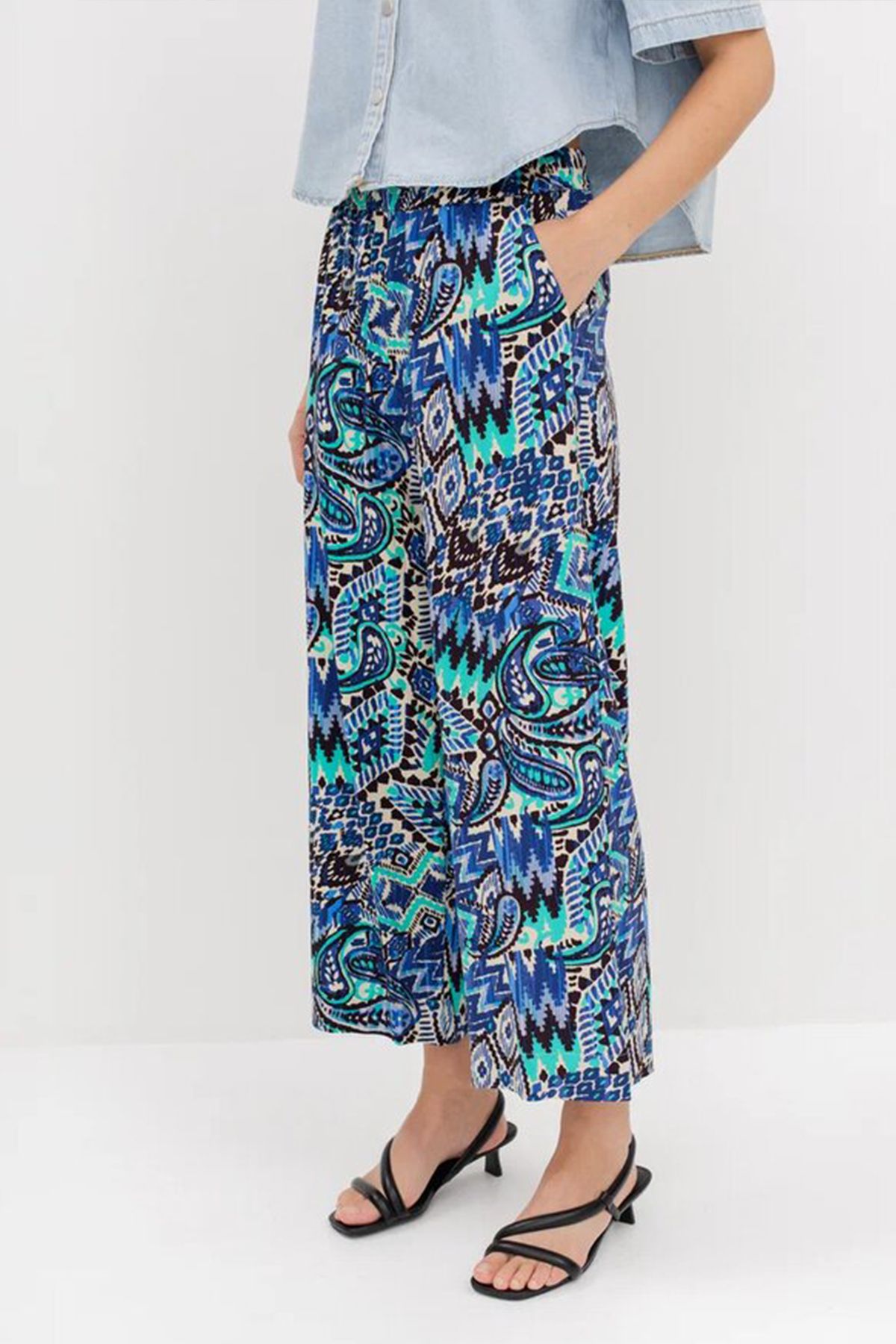 Брюки с ярким этническим принтом, 42р