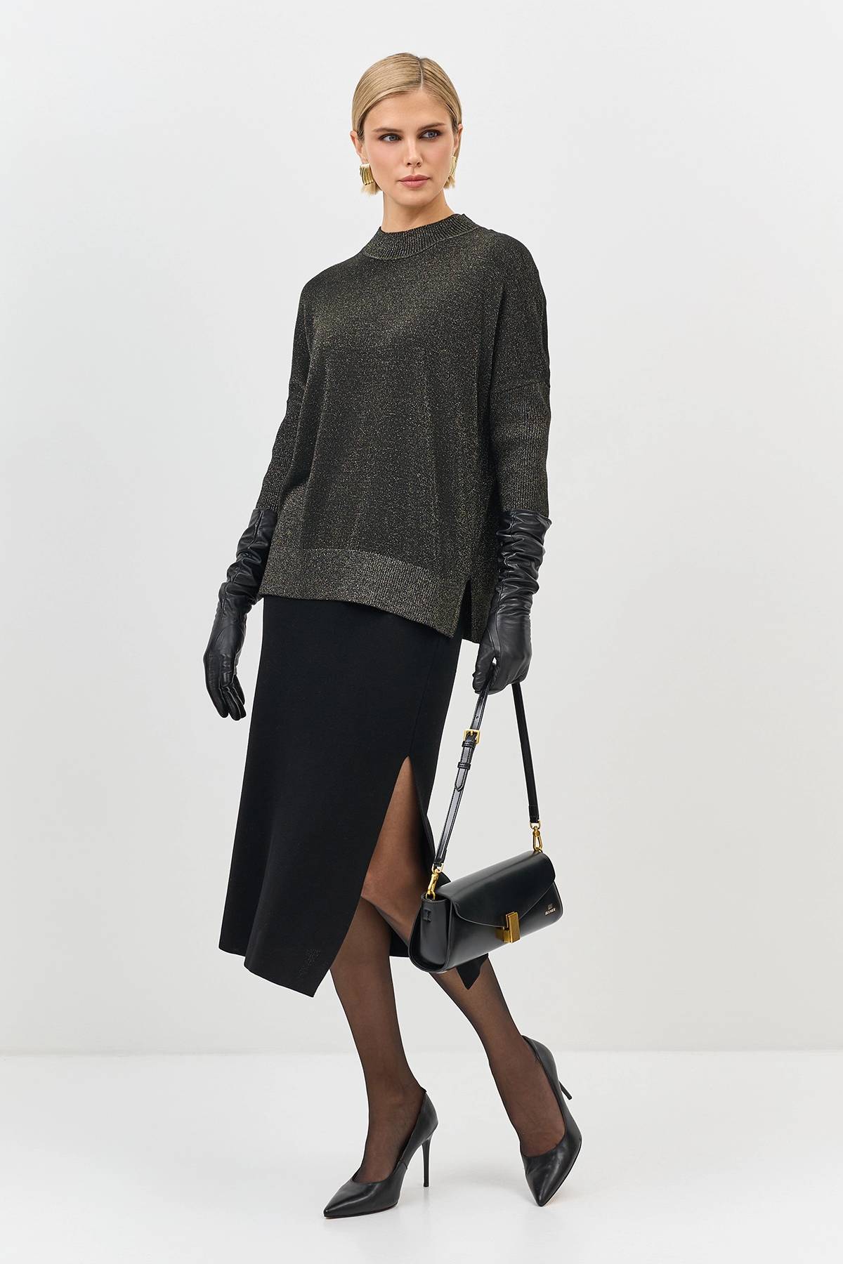 Джемпер с мерцающим люрексом, 44