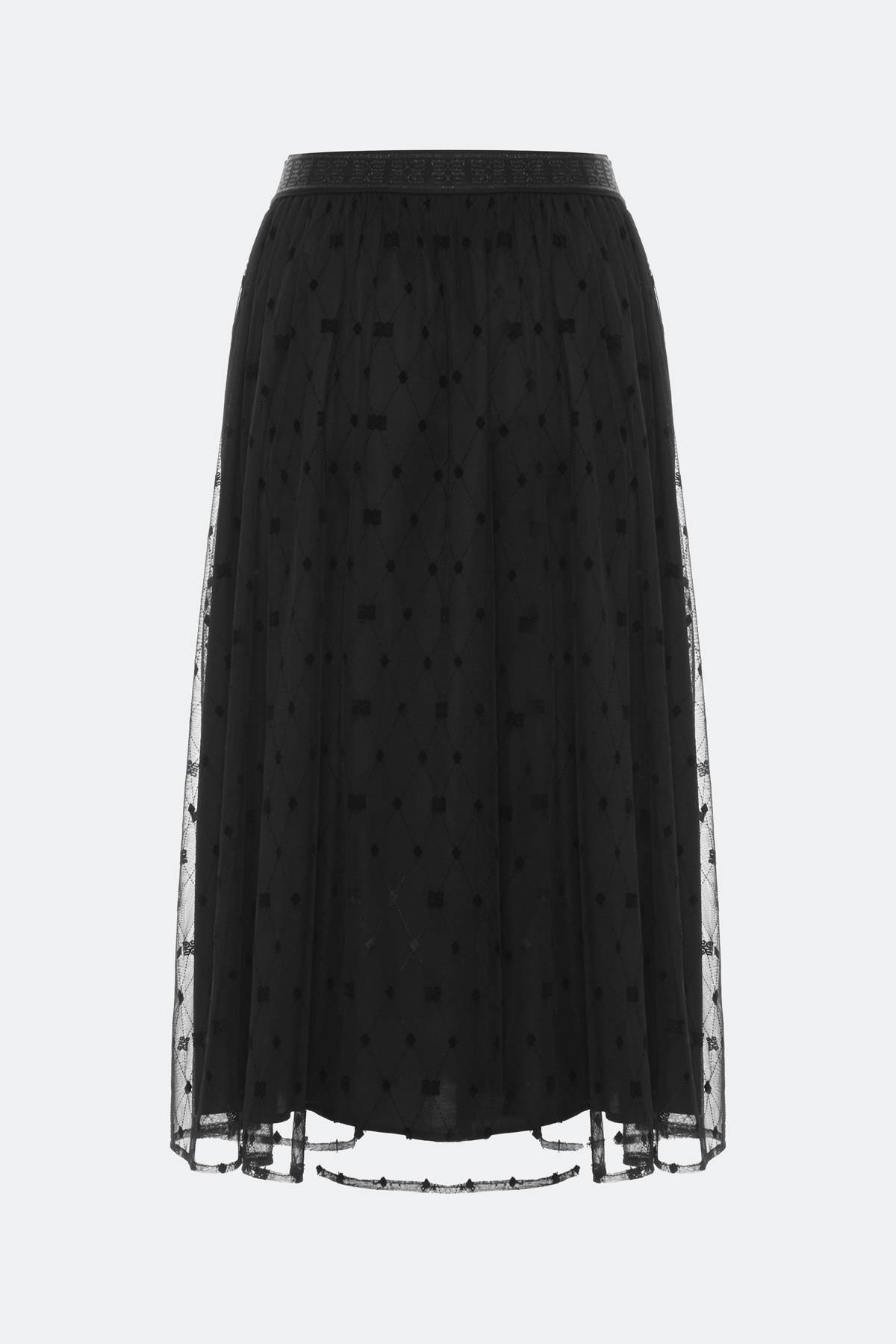 Лимитированная серия юбка из сетки с бархатным принтом и ремень, 34