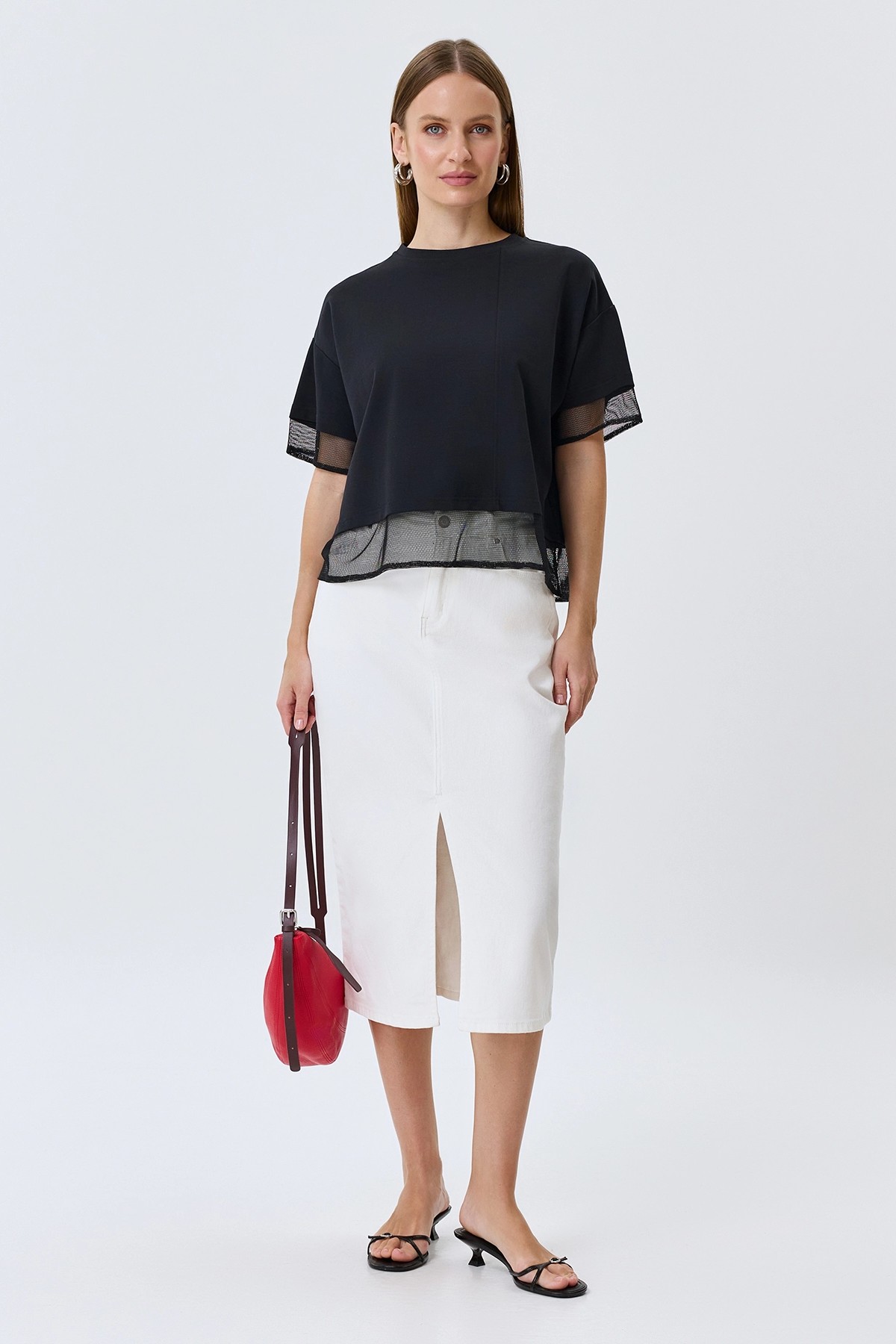 Джемпер с вставками из сетки, 46