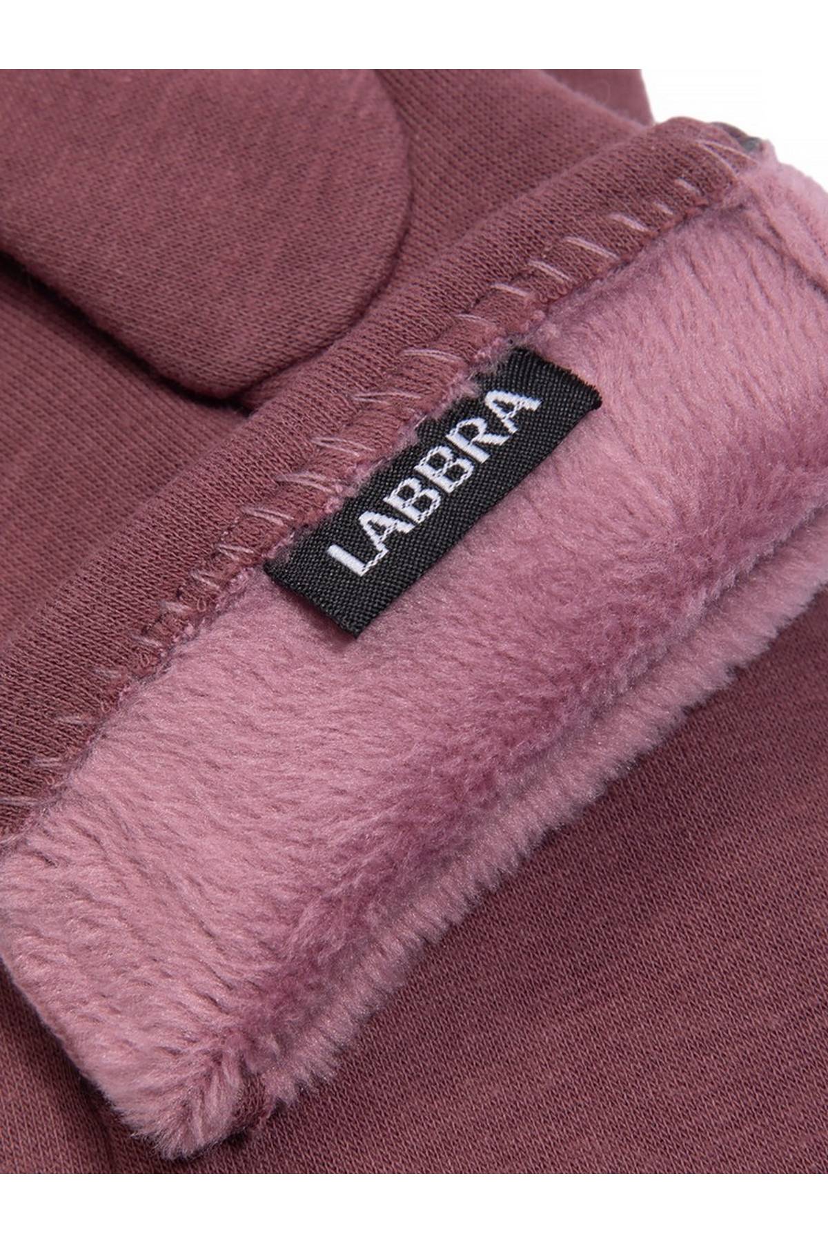 Перчатки серо-розовые, M