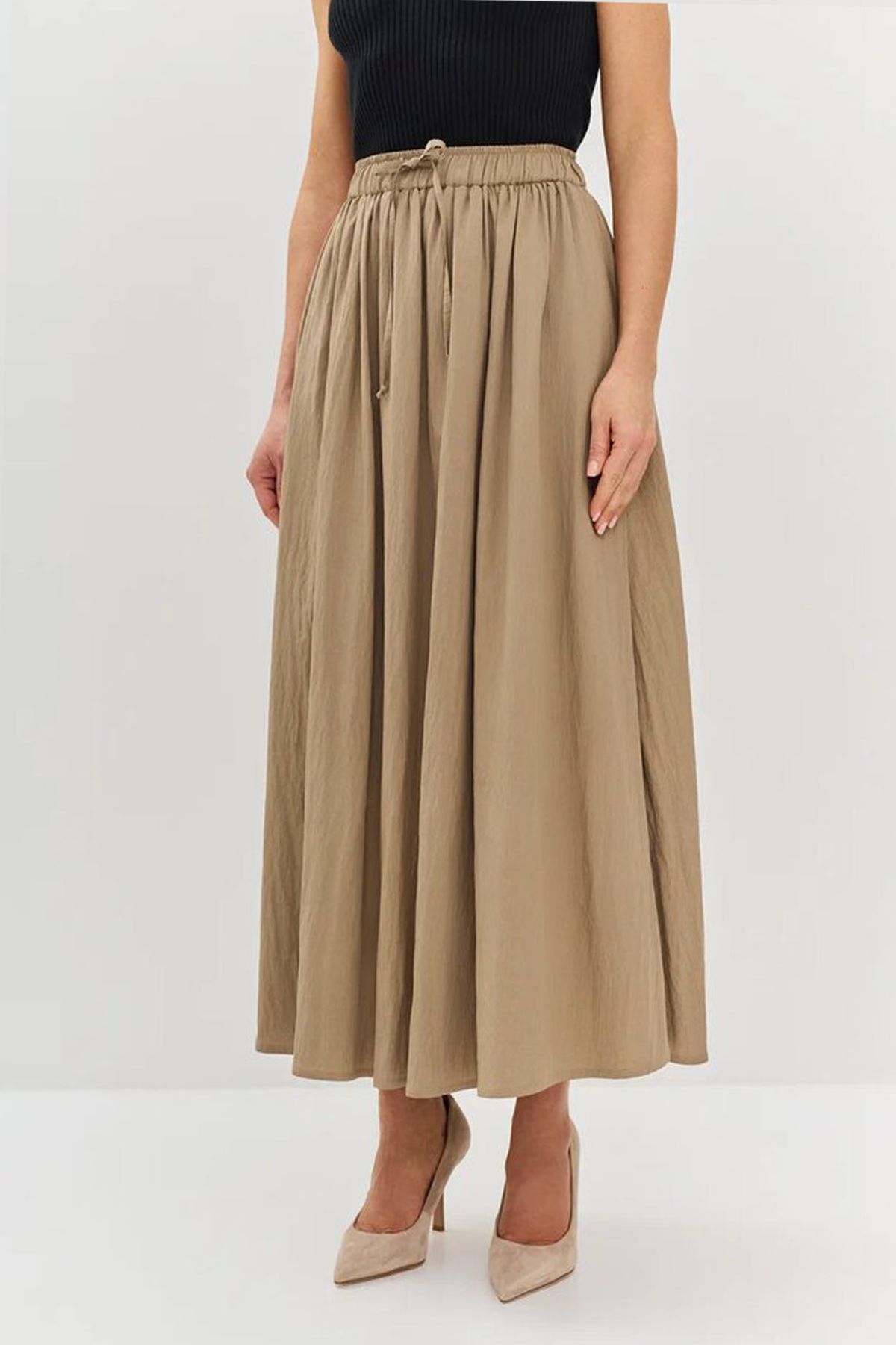 Легкая юбка миди с добавлением района, 52р