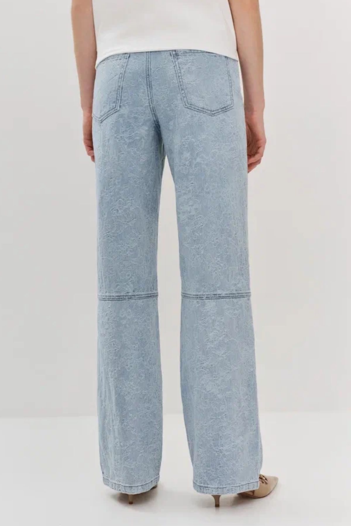 Джинсы из жакардовой ткани с деликатным принтом, 42р