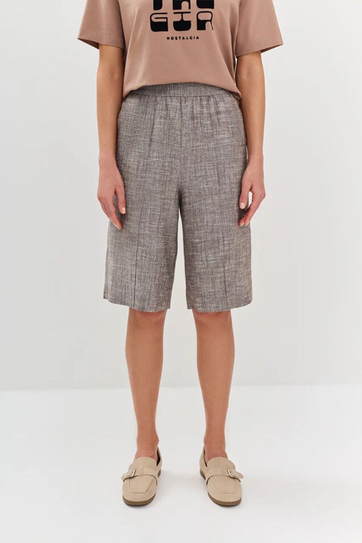 Шорты-бермуды из меланжевой ткани, 44р