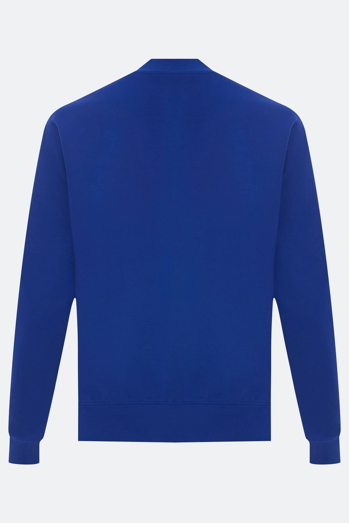 Синий свободный свитер с шерстью, 44