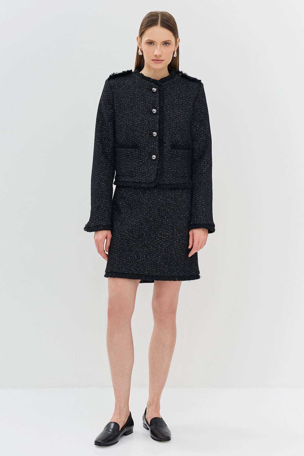 Лимитированая серия юбка-мини из твида с ремнем, 46