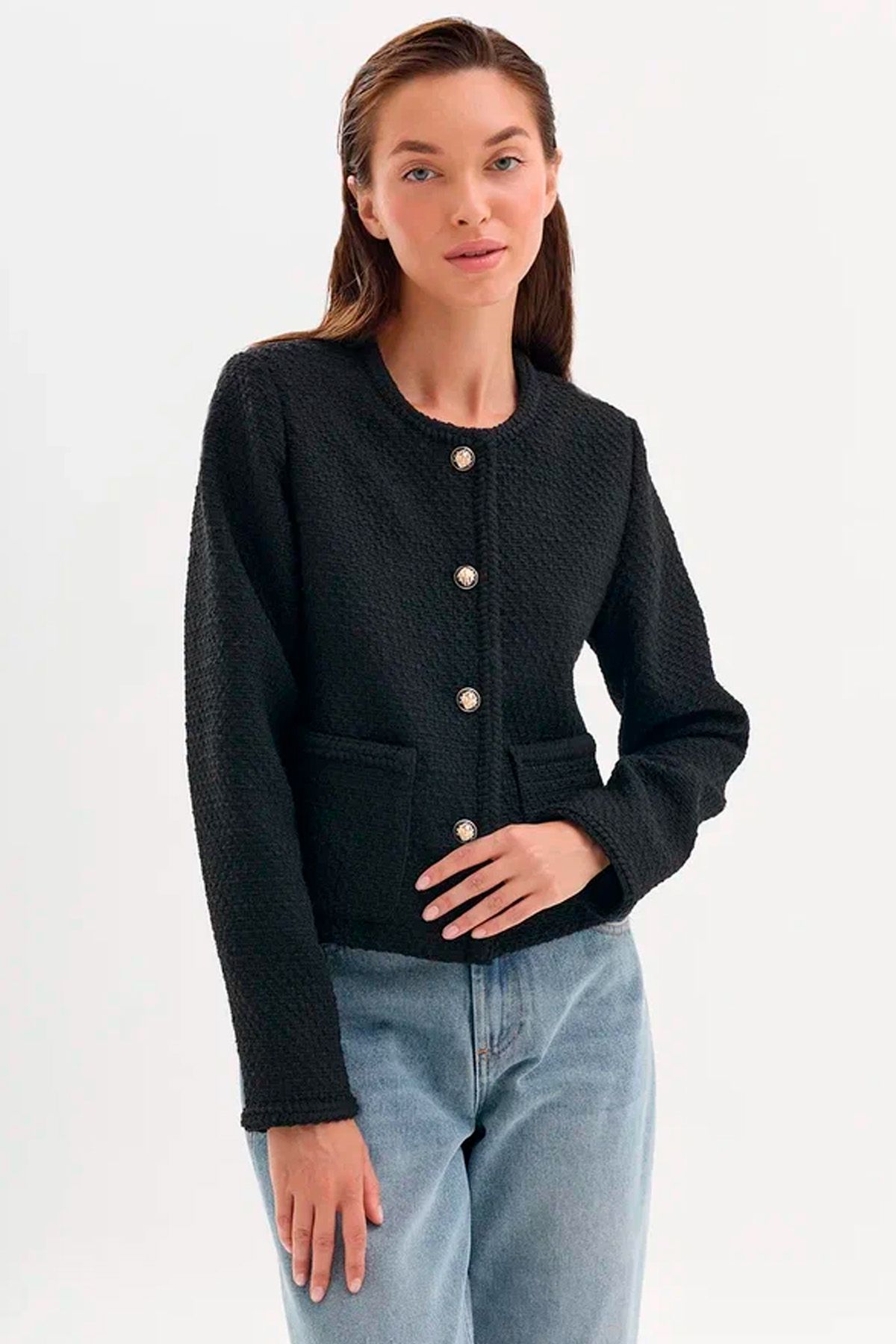 Укороченный твидовый жакет в стиле "Chanel", 50р