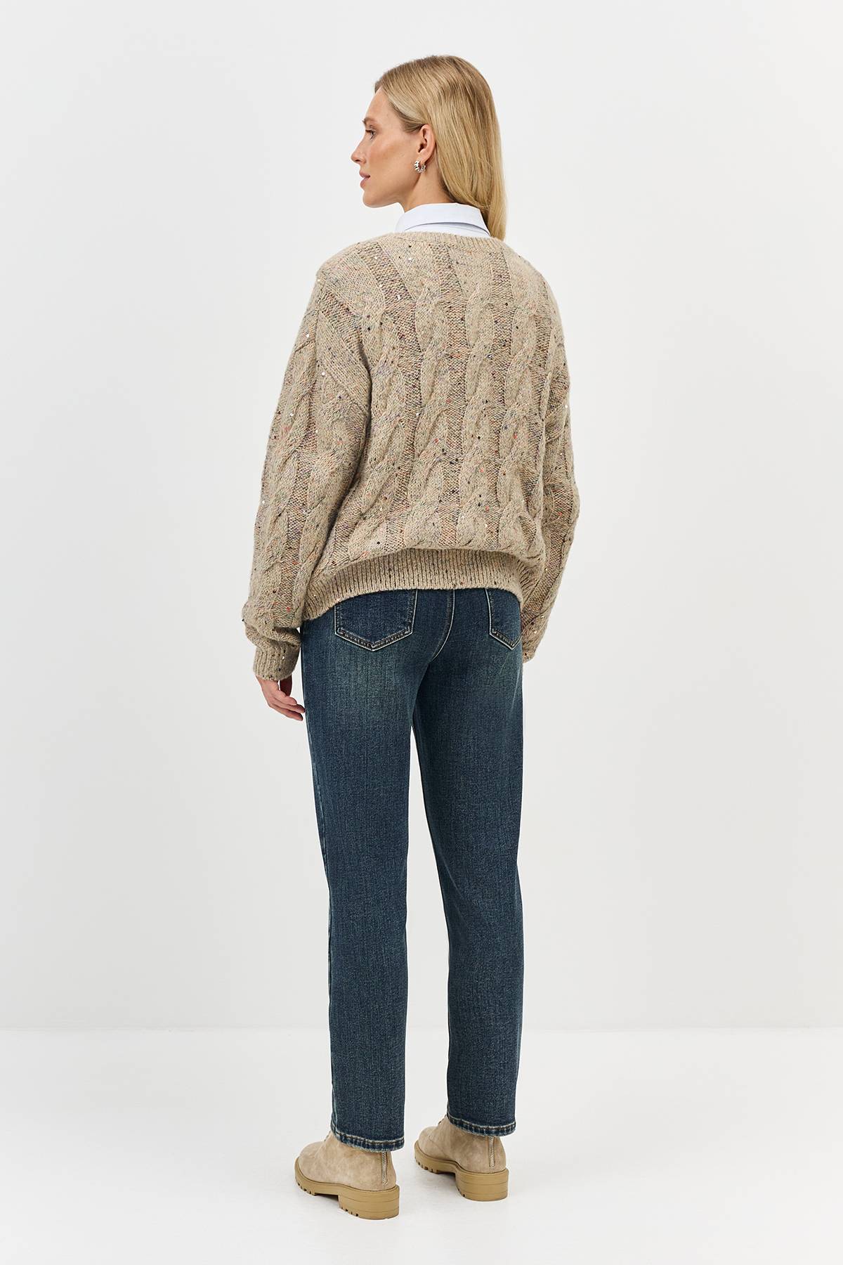 Лимитированная серия меланжевый джемпер с косами и ремень, 42