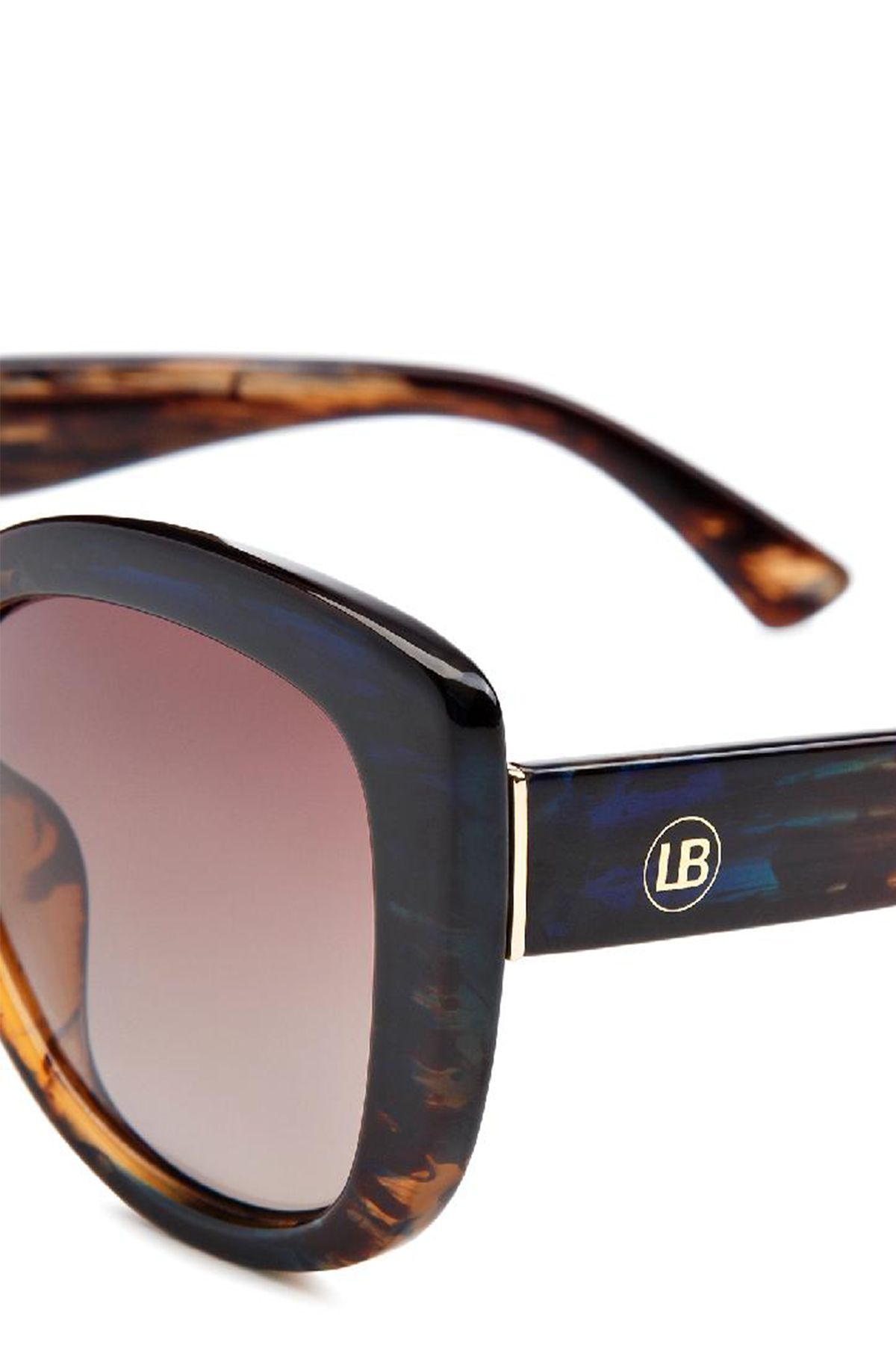 Солнцезащитные очки с полимерными линзами в коричнево-синем цвете LB-250057-23, One size