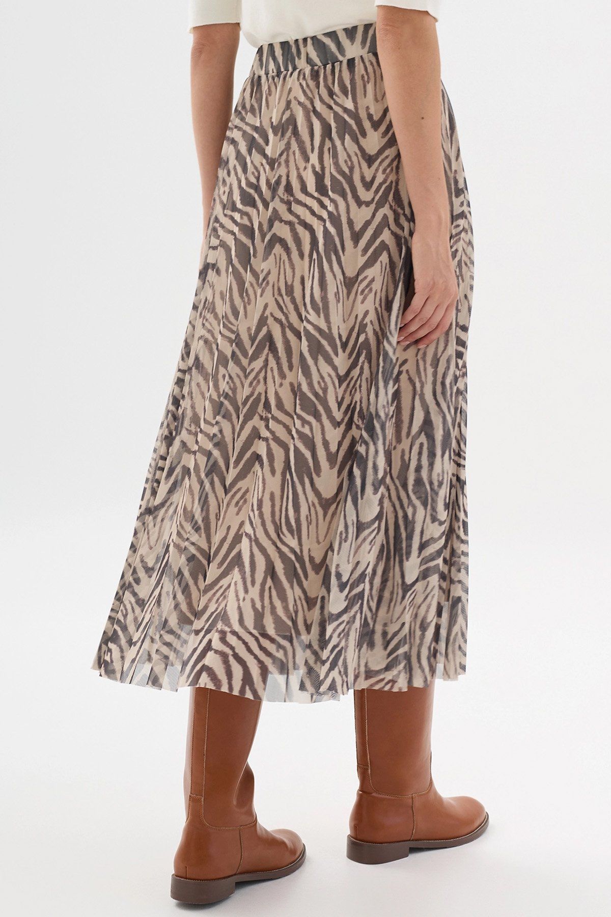 Юбка-гофре из полупрозрачной сетки с анималистичным принтом, 48р