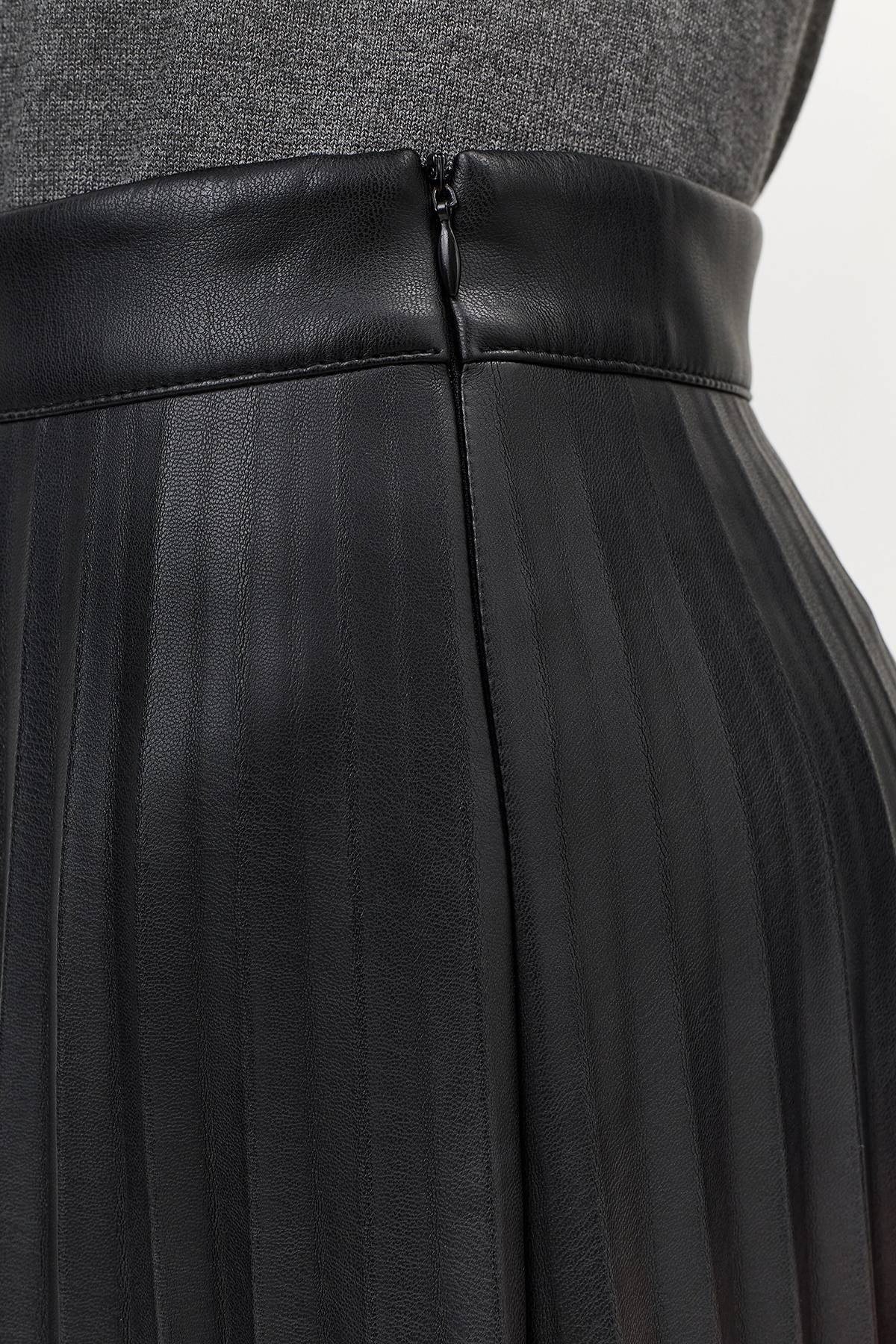 Юбка-плиссе из экокожи, 42