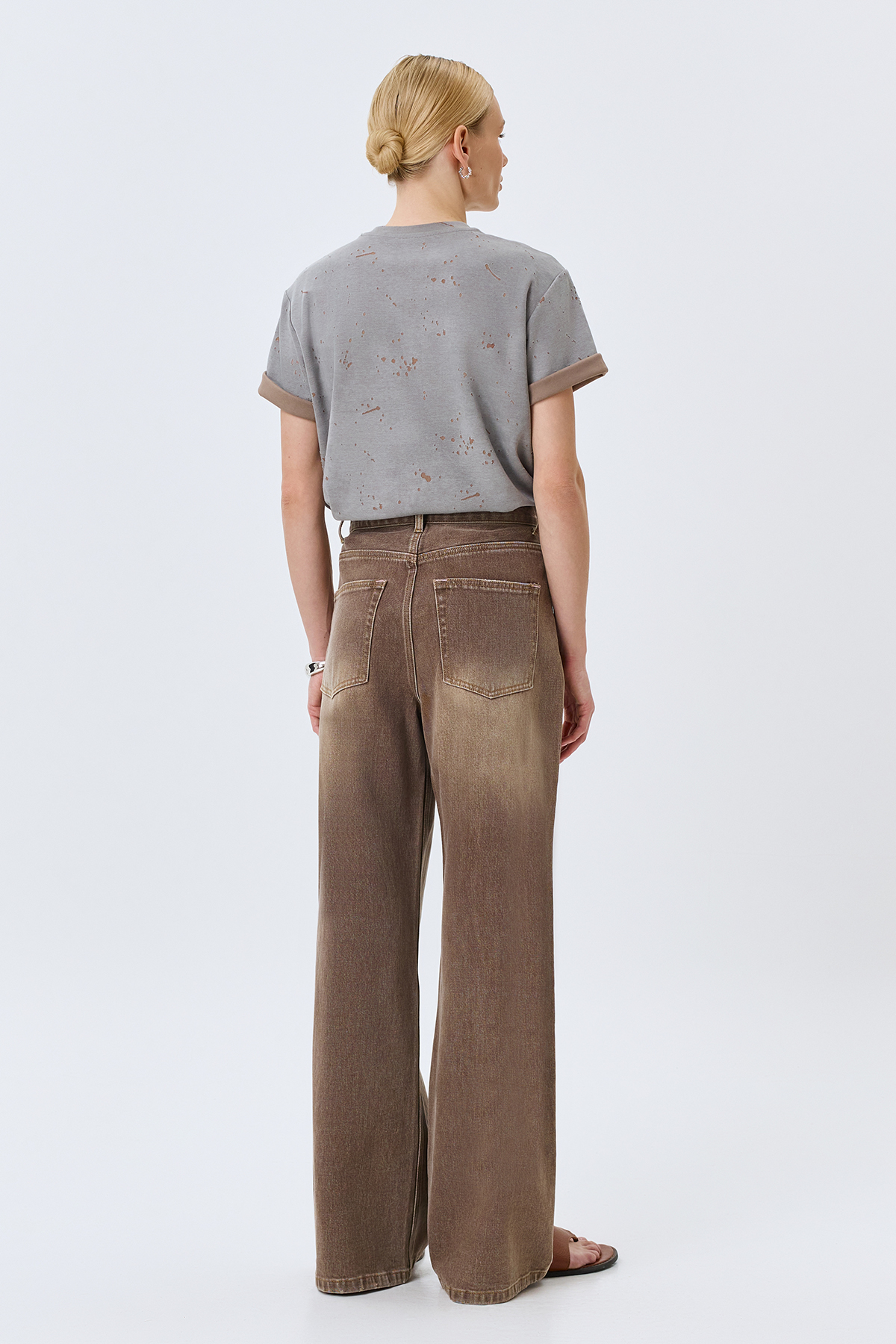 Широкие джинсы кофейного цвета, 52