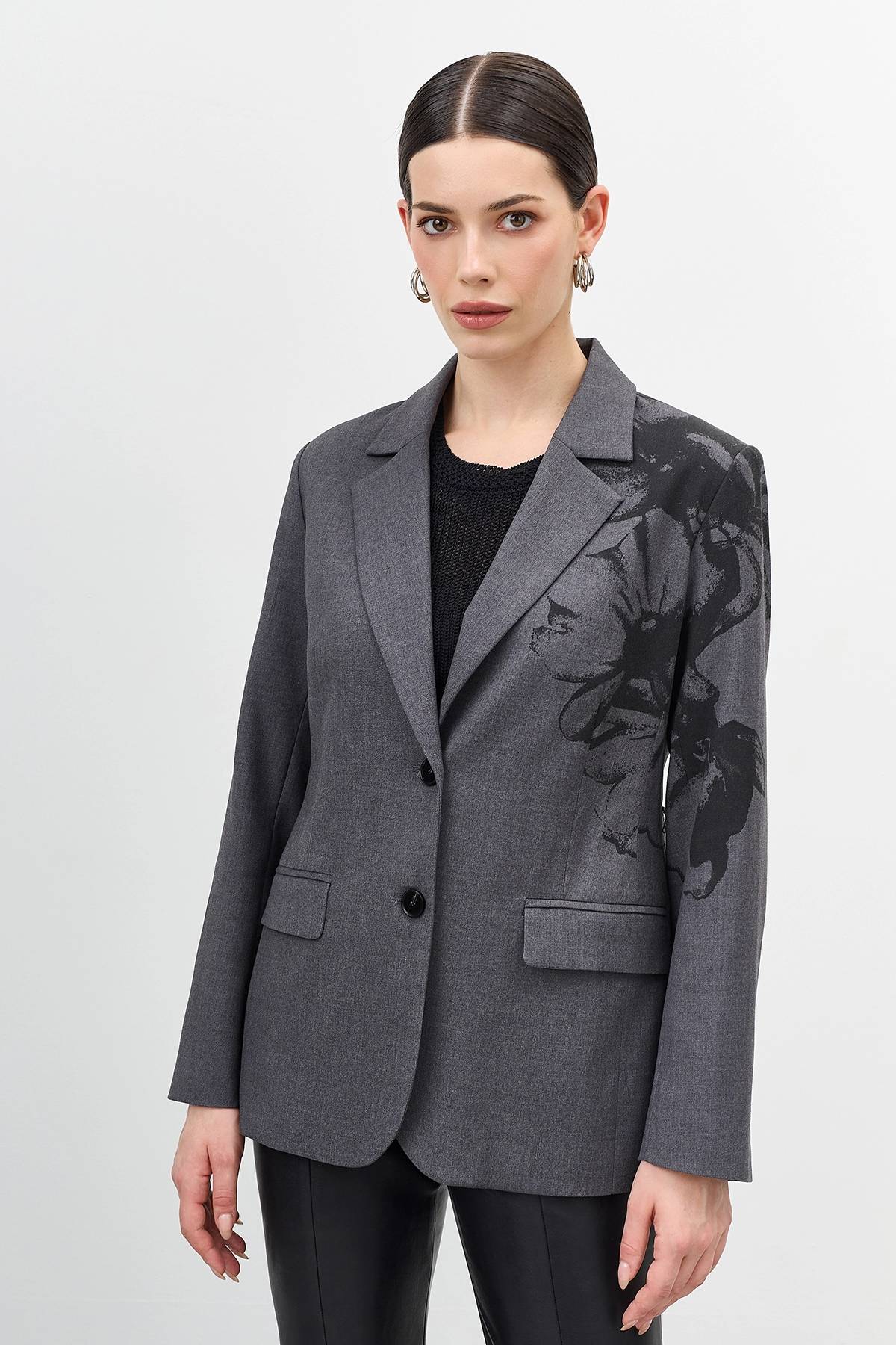 Лимитированная серия серый жакет с ремнем, 50