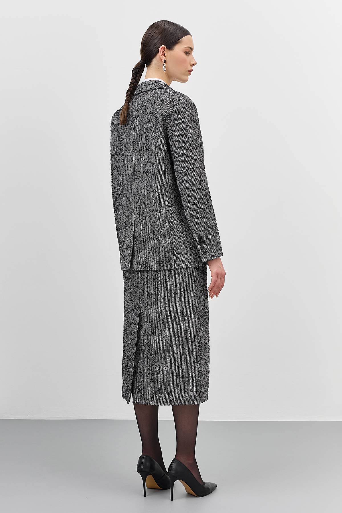 Однобортный жакет из твида, 46