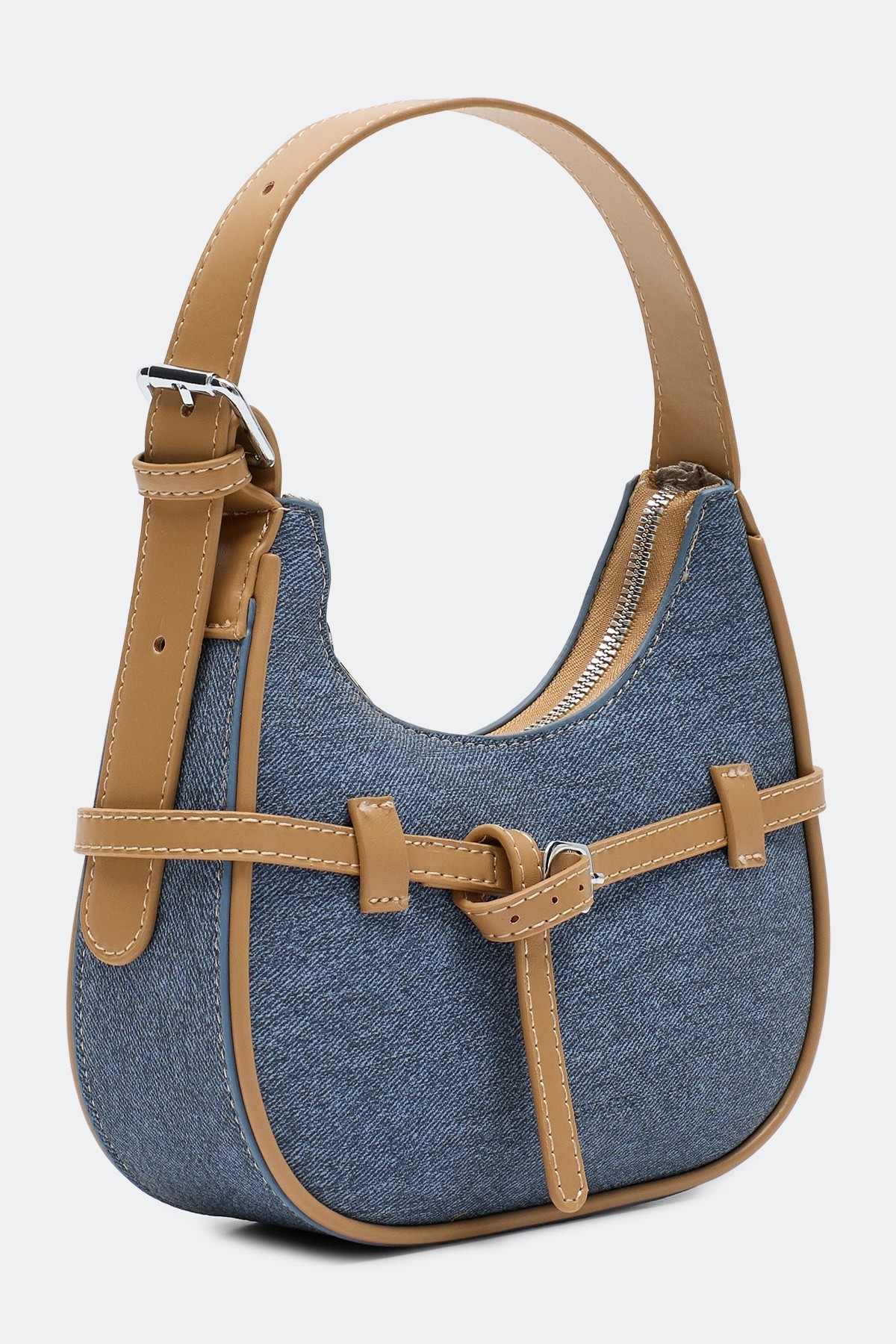 Сумка-багет с акцентными ремешками, One