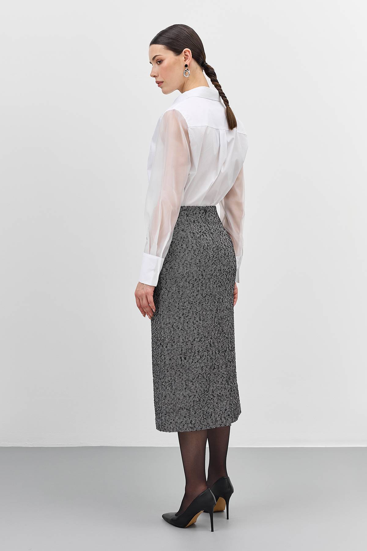 Прямая юбка из твида, 42