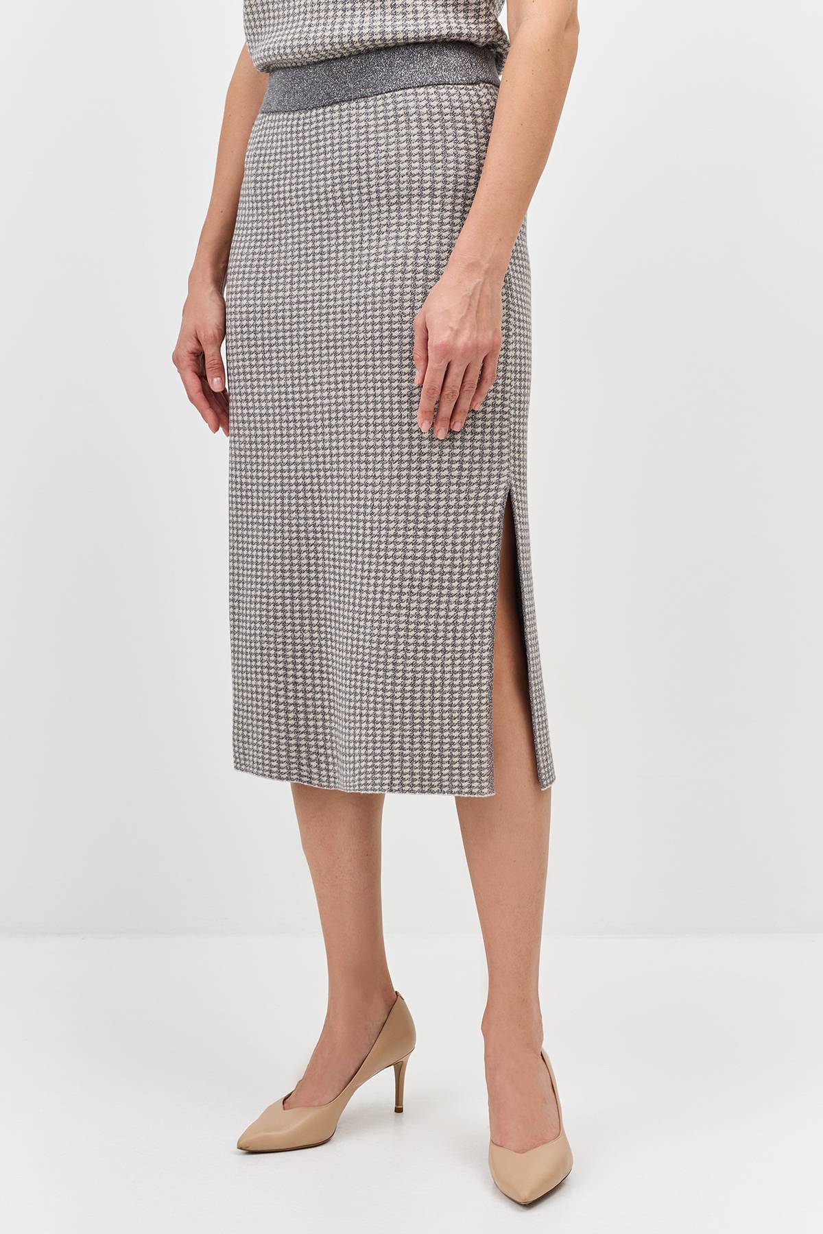 Лимитированая серия из вискозы с рельефным узором и ремнем, 36