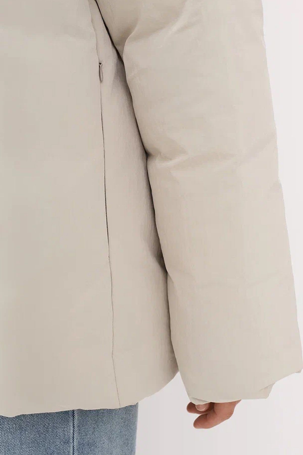 Куртка прямого силуэта с peach эффектом в светло-бежевом цвете, 50р