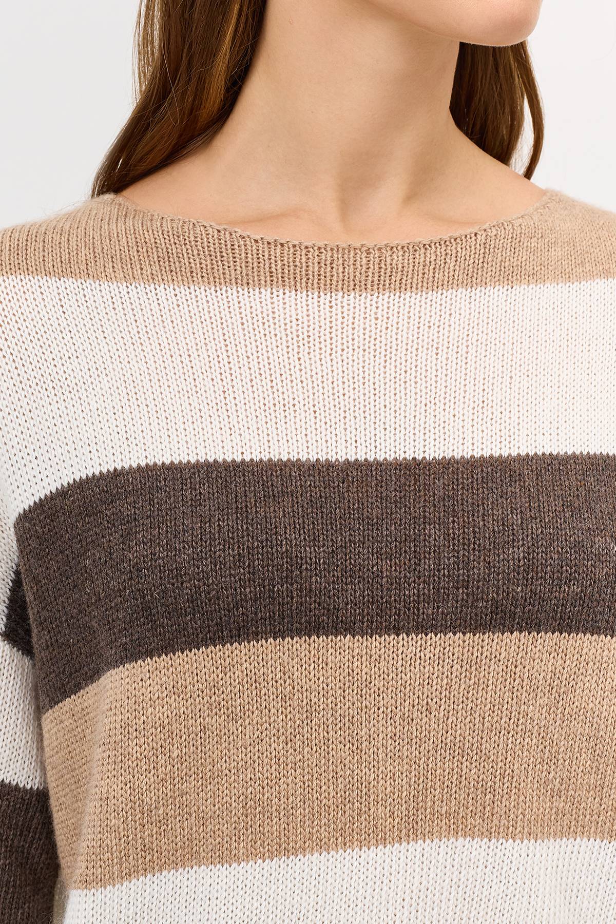 Тонкий джемпер в контрастную полоску, 42