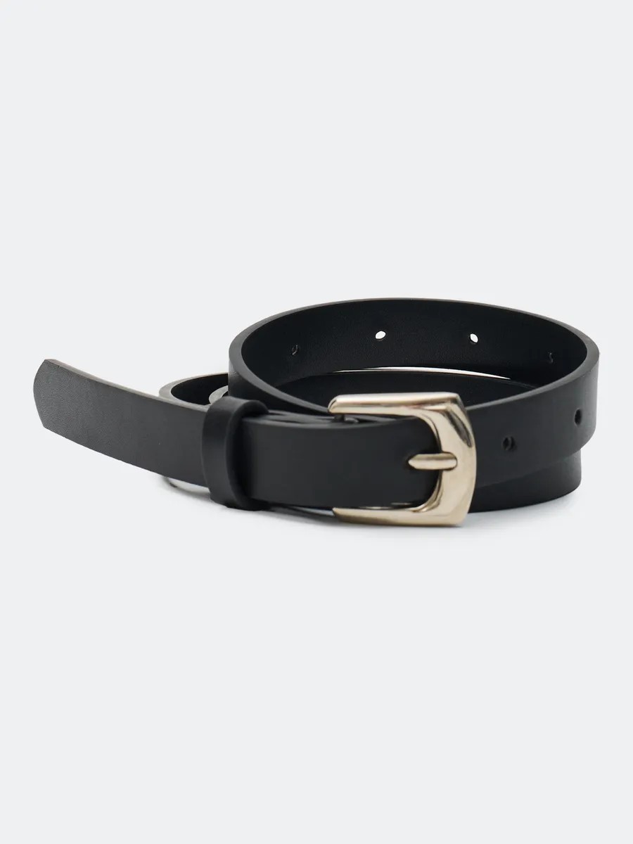 Узкий ремень с квадратной пряжкой, S