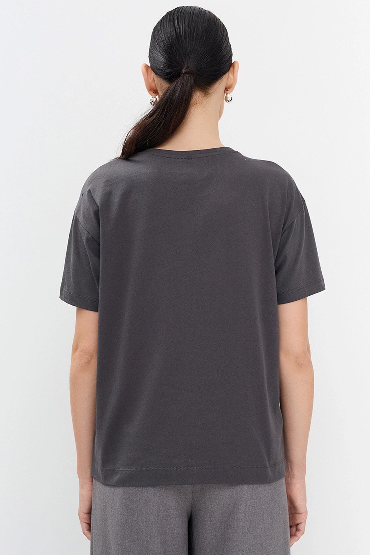 Футболка из хлопкового трикотажа с текстовым принтом, 50р