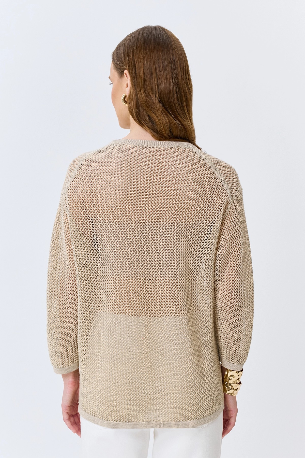 Ажурный вязаный джемпер, 46