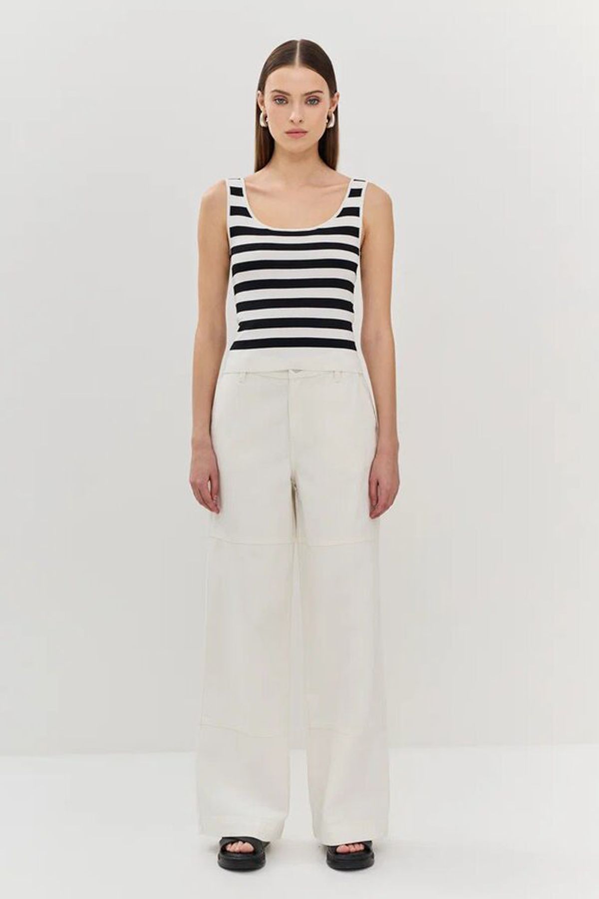 Трикотажный топ в полоску без рукавов, 44р