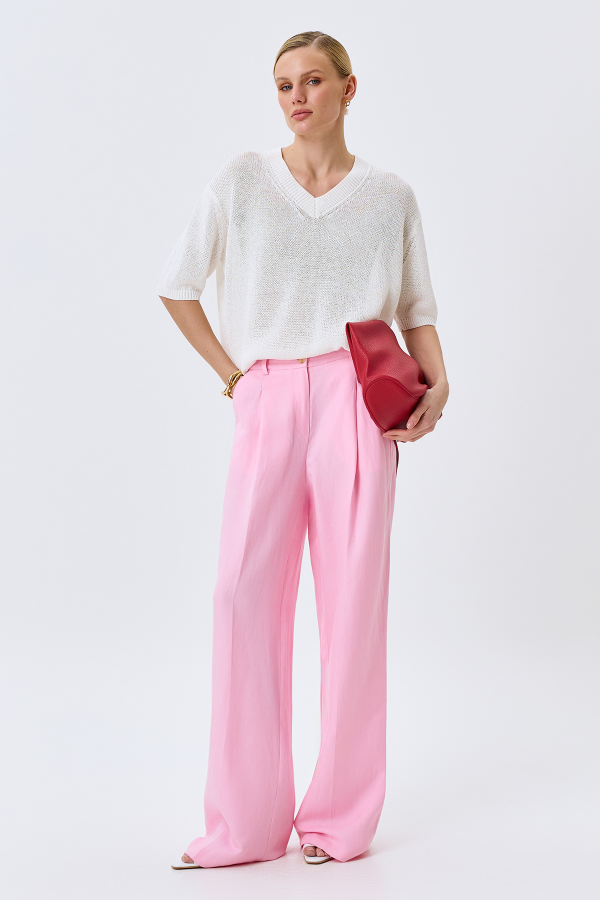 Яркие брюки из тенселя, 52