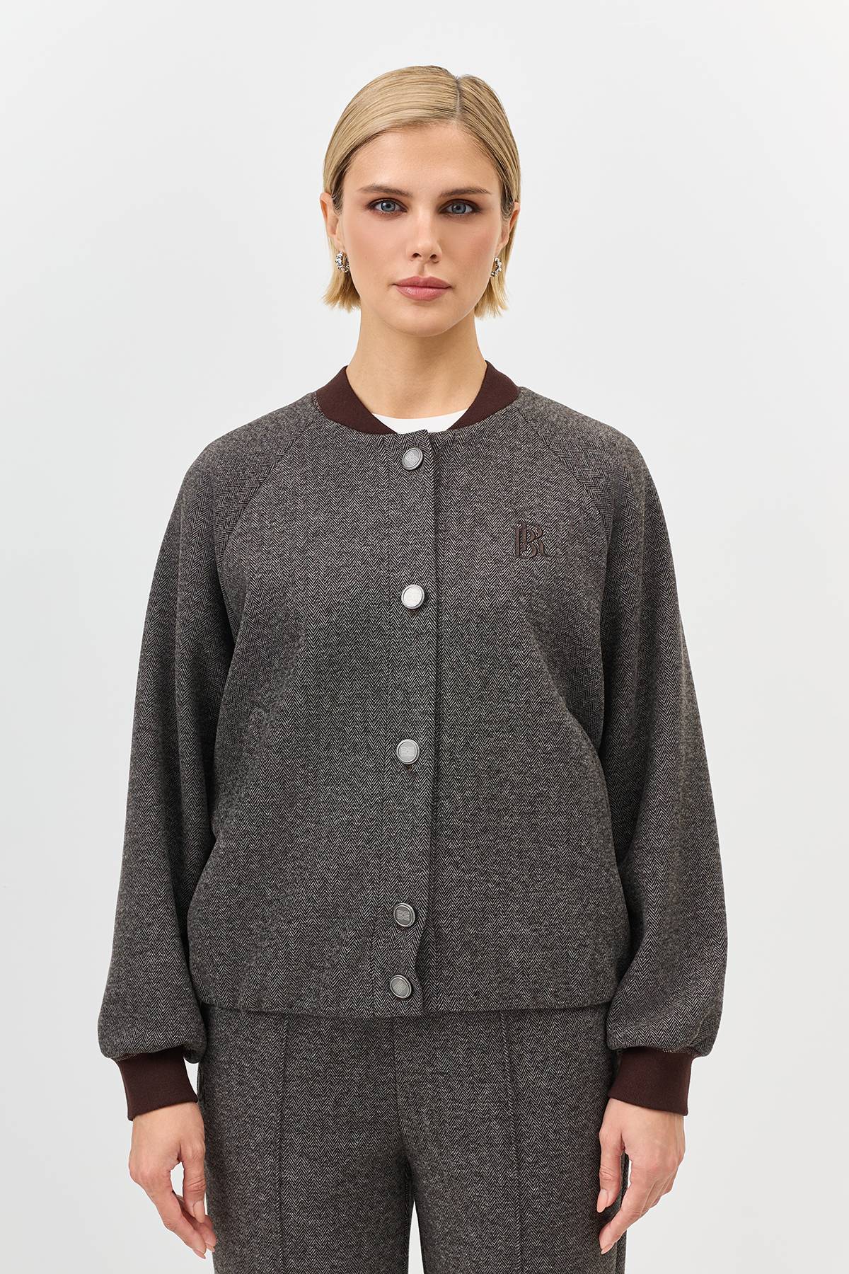 Лимитированная серия теплый бомбер с шерстью и ремень, 40