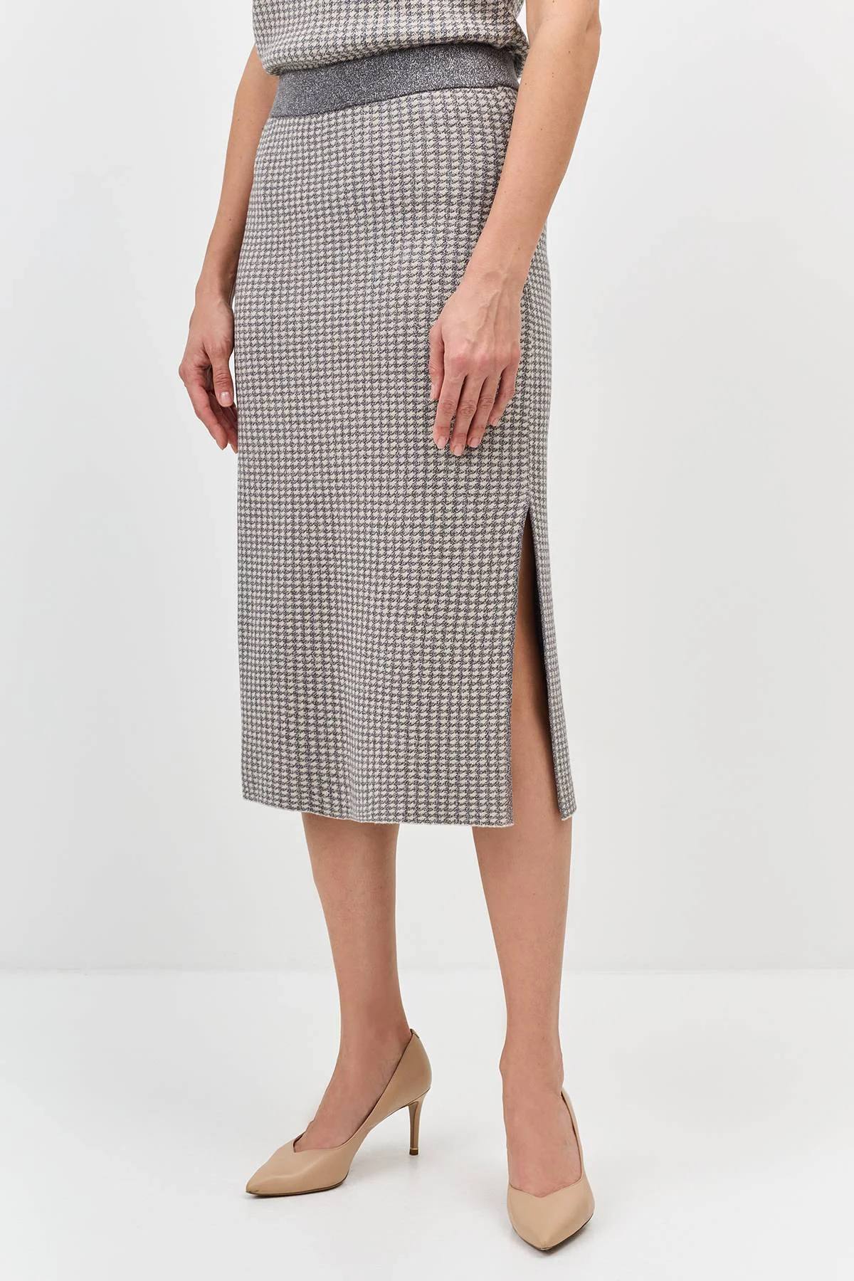 Юбка из вискозы фактурной вязки, 36