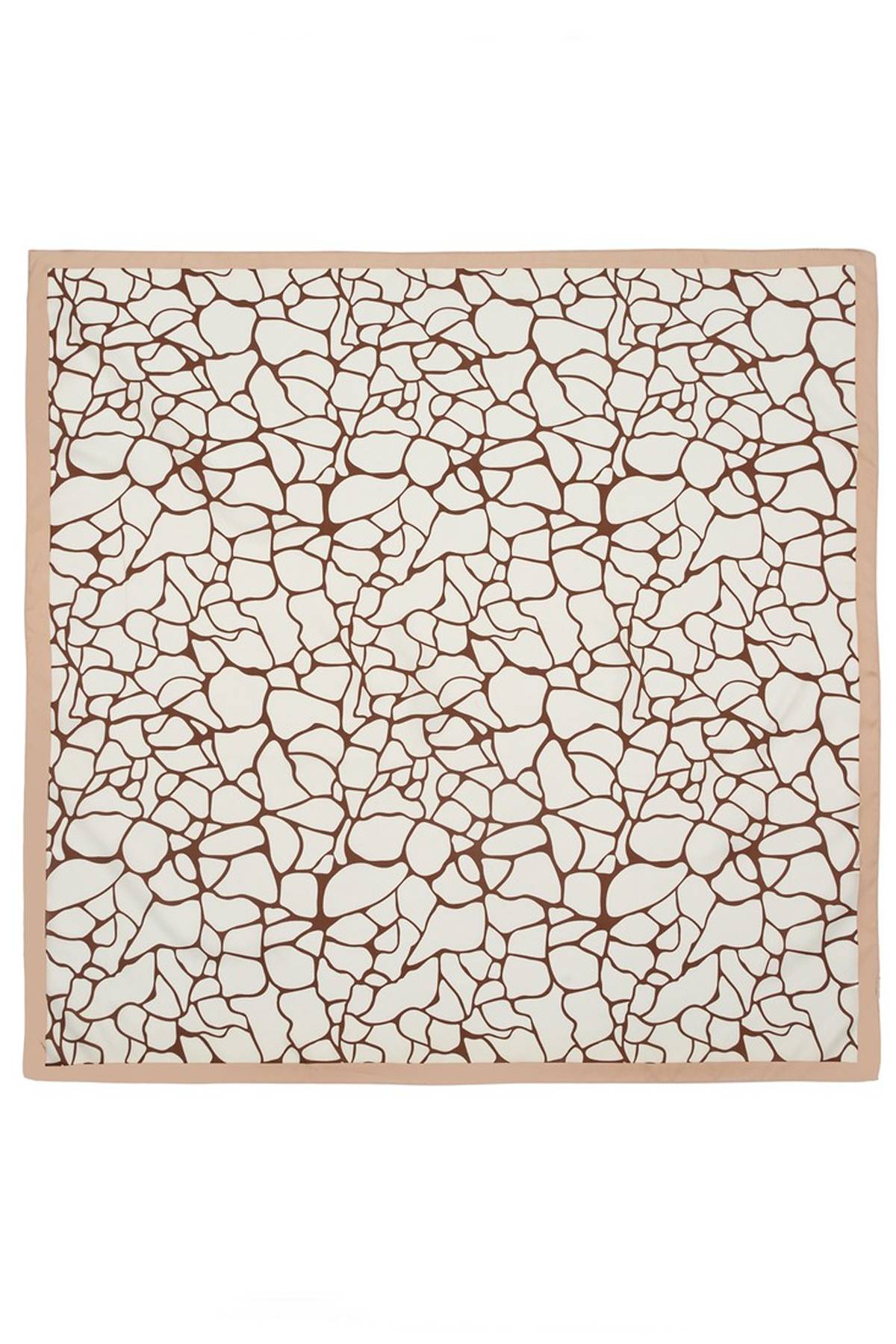 Платок с белым абстрактным принтом, 90х90