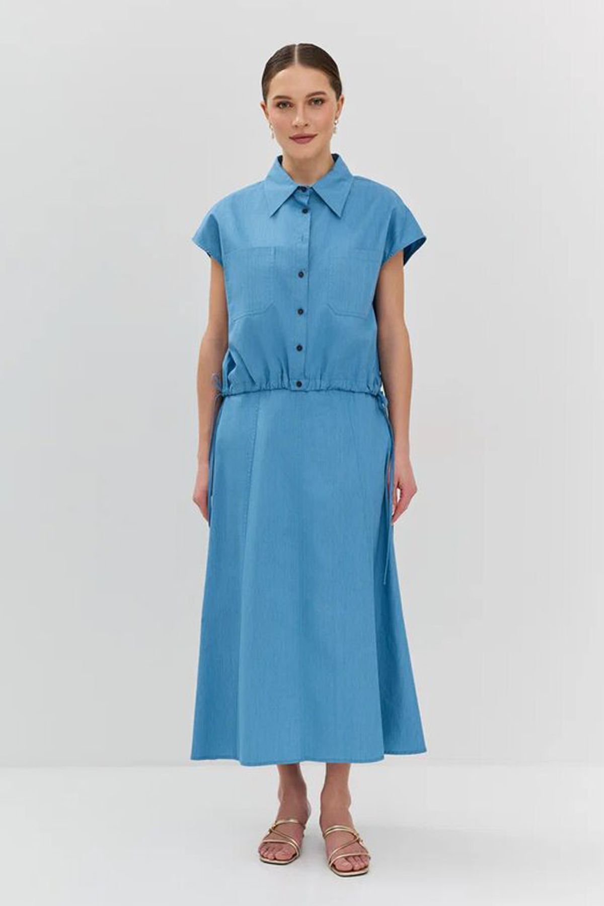 Юбка голубого цвета с А-силуэтом, 44р