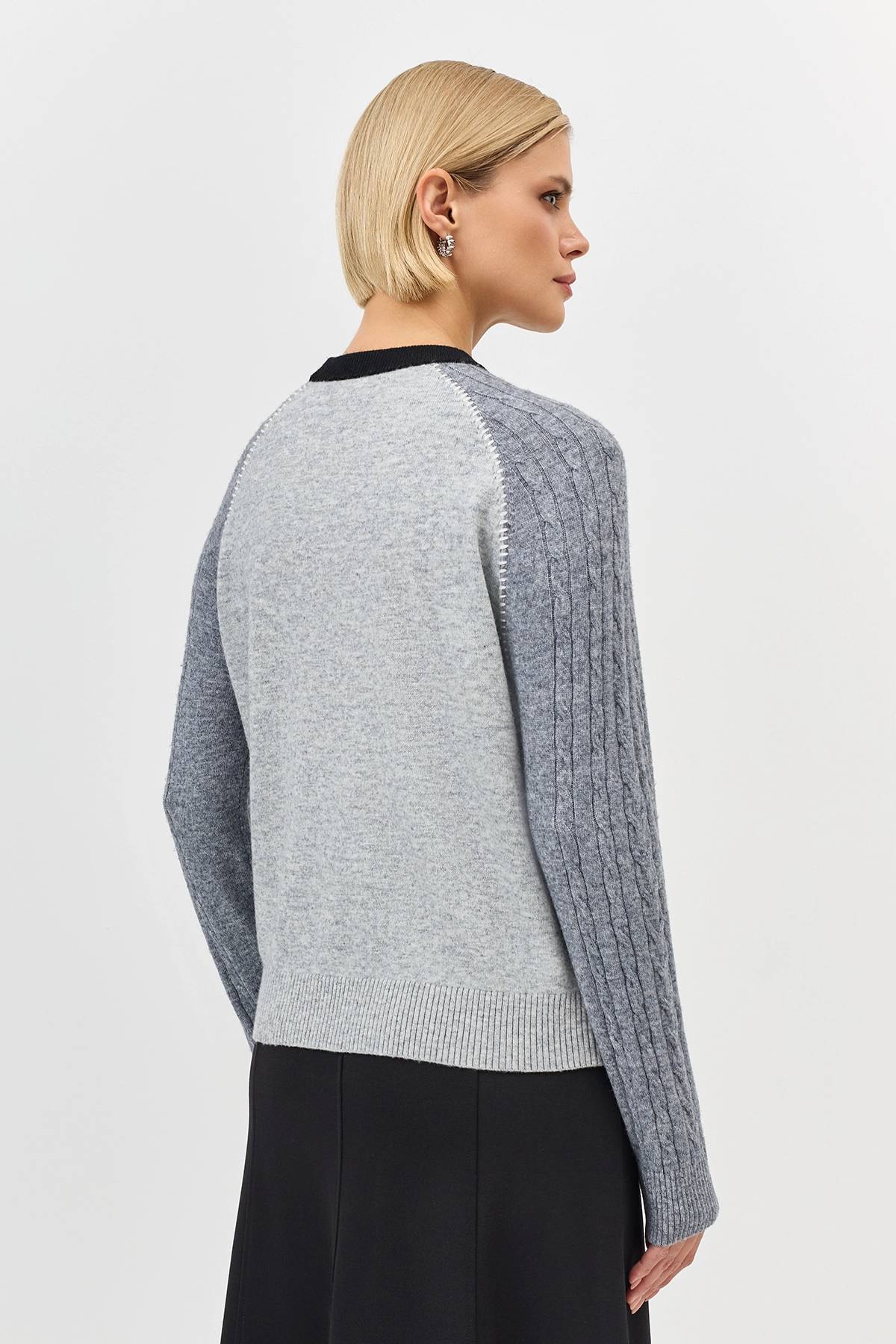 Лимитированная серия джемпер в стиле color block с шерстью и ремень, 34