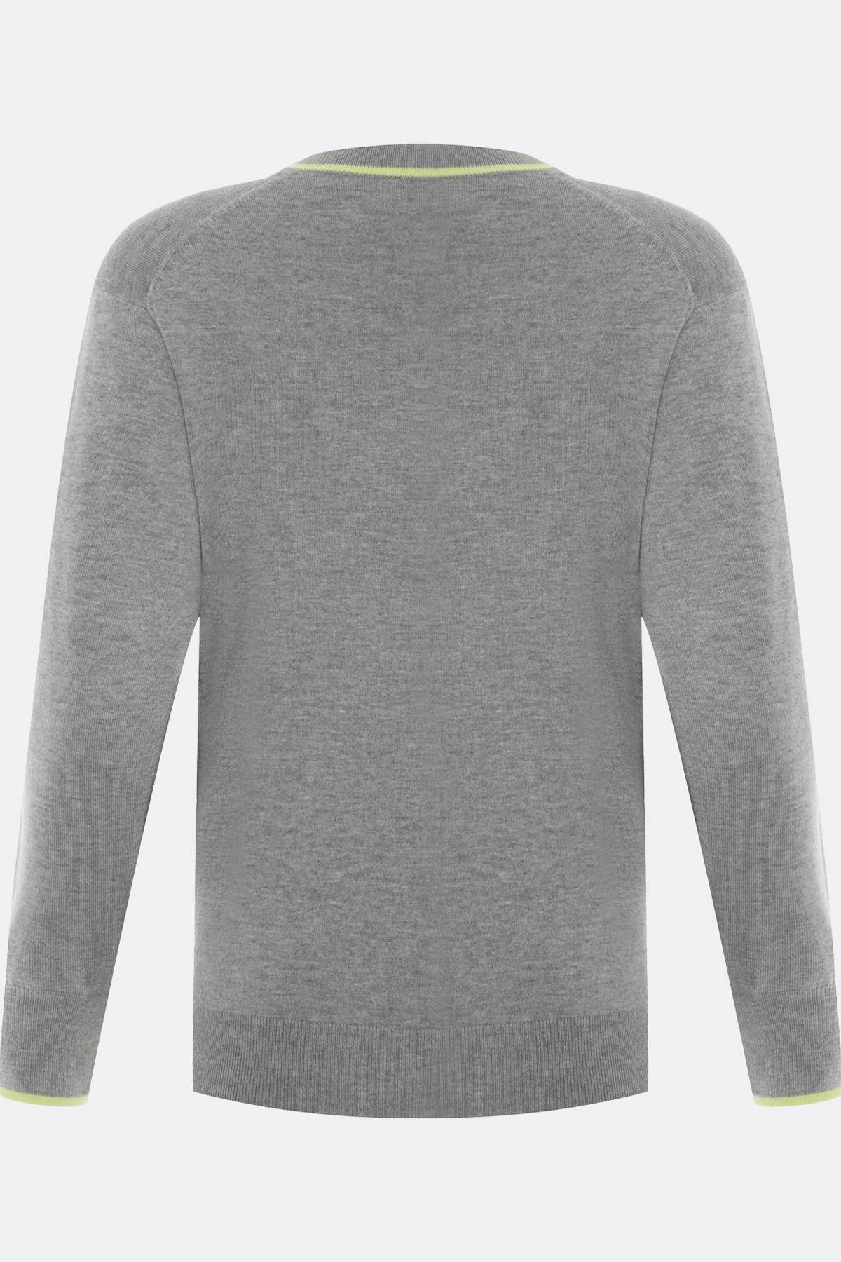 Лимитрированная серия меланжевый джемпер с ярким кантом и ремень, 36