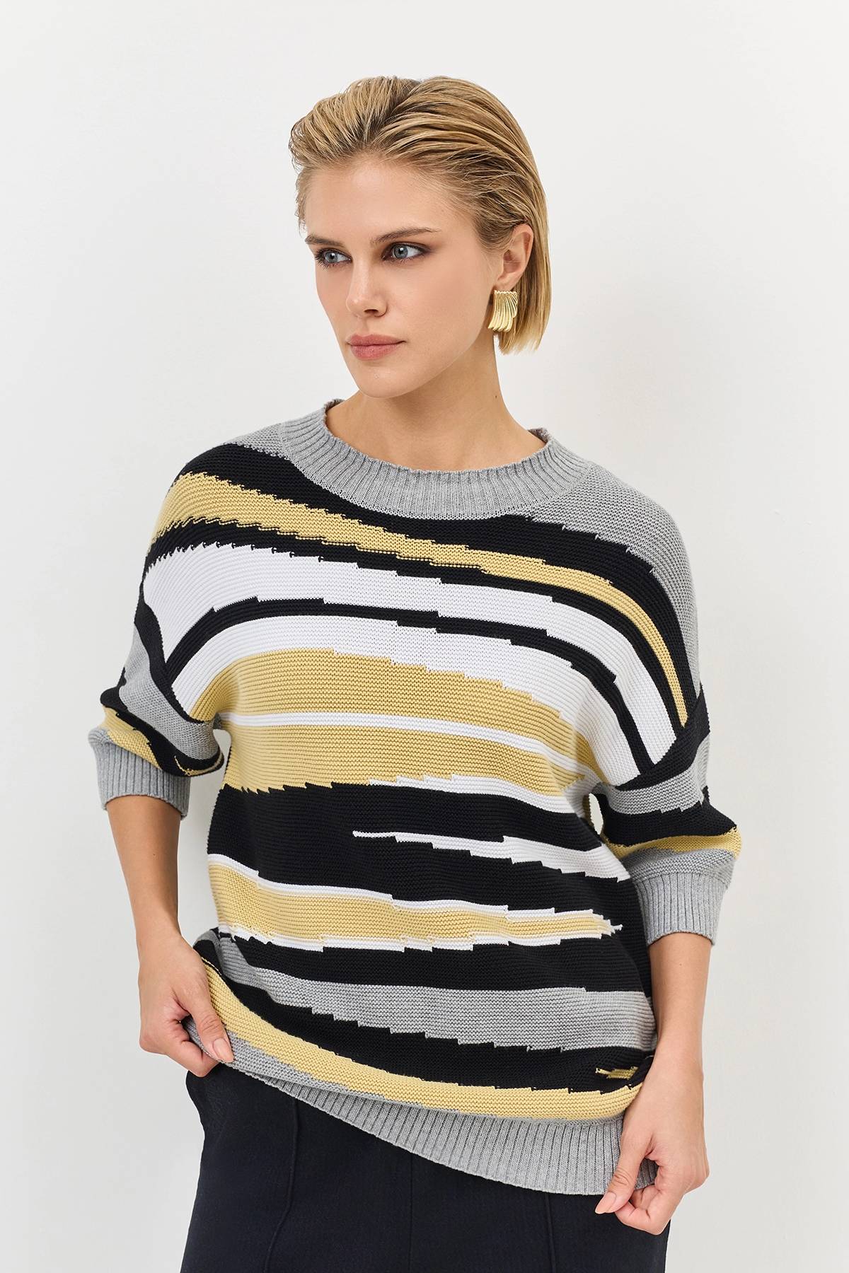 Лимитрированная серия джемпер из хлопка с ярким принтом и ремень, 34