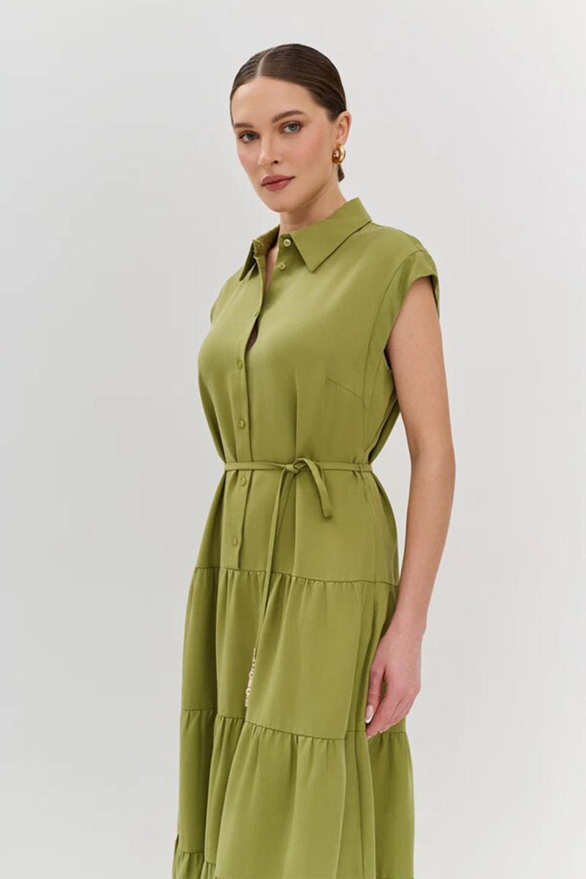 Ярусное платье со шнурком на талии, 42р